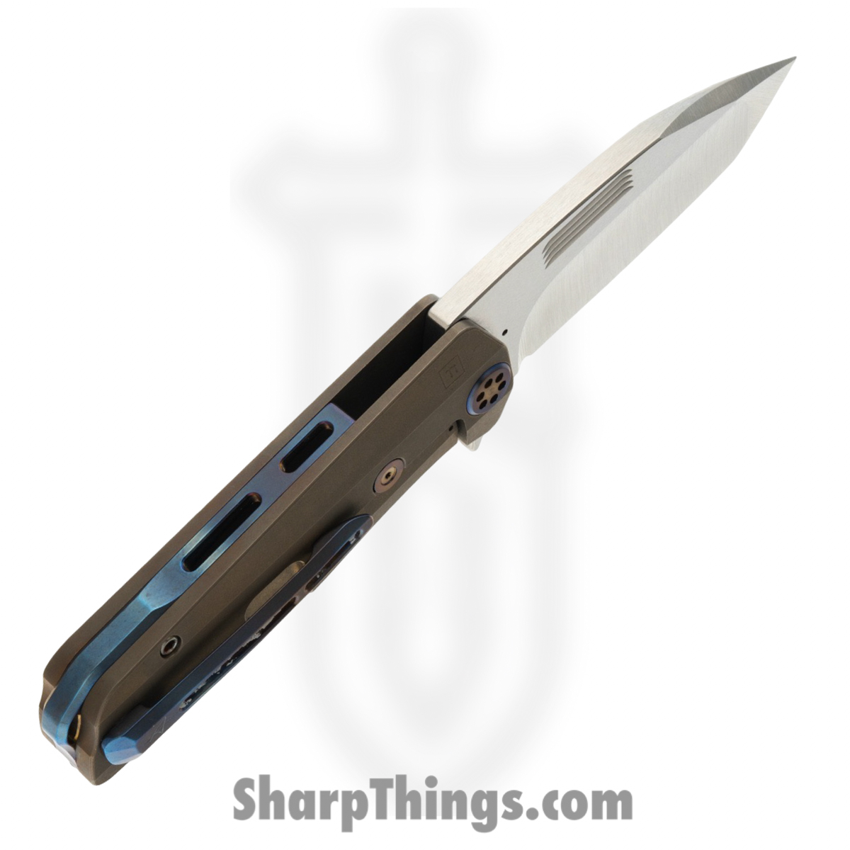 Medford Knife and Tool - MK2203TT-36A1-TFCF-BF - Primus - Folding Knife - 3V Tumbled Tanto - OS Tumbled Titanium - Bronze - Image 3