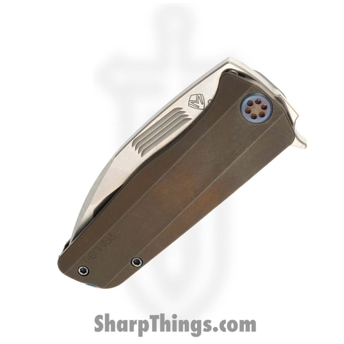 Medford Knife and Tool - MK2203TT-36A1-TFCF-BF - Primus - Folding Knife - 3V Tumbled Tanto - OS Tumbled Titanium - Bronze - Image 4