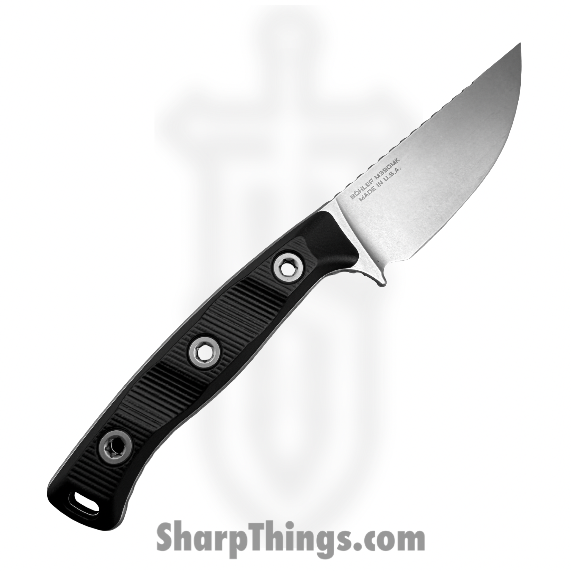 Microtech - 95-10BK-5 - Akris - Fixed Blade Knife - M390MK Stonewash Drop Point - G10 - Black - Image 2