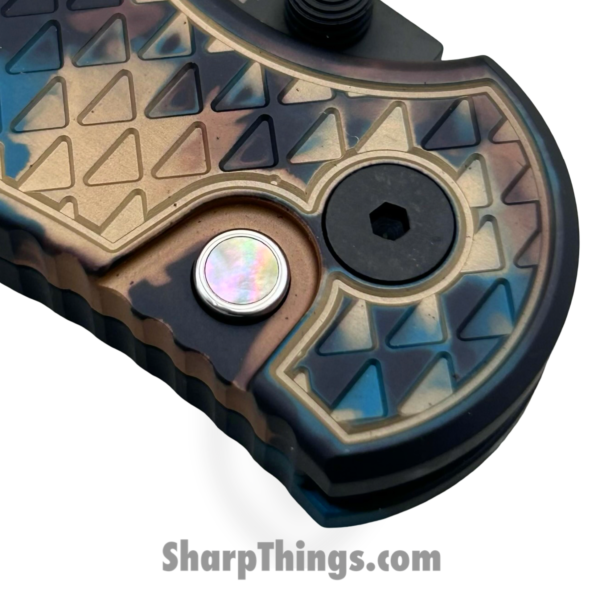 ProTech - INT1106-SHIPWRECK - TR-3 Integrity - Folding Knife - CPM MagnaCut Coated Drop Point - Relic Textured "Shipwreck" Aluminum - Black Blue Tan - Image 5