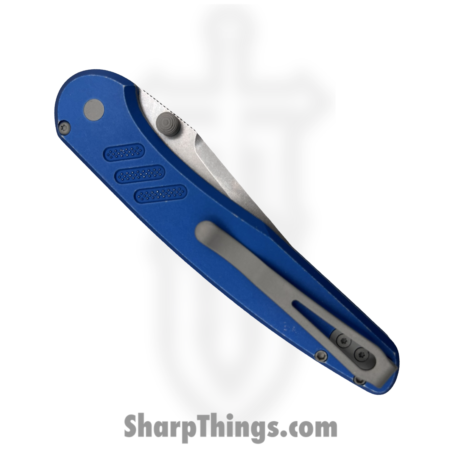 ProTech - PN1101-BW Blue - Peace Neighbor Avalon - Folding Knife - CPM MagnaCut Stonewash Drop Point - Knurled Aluminum - Battleworn Blue - Image 3