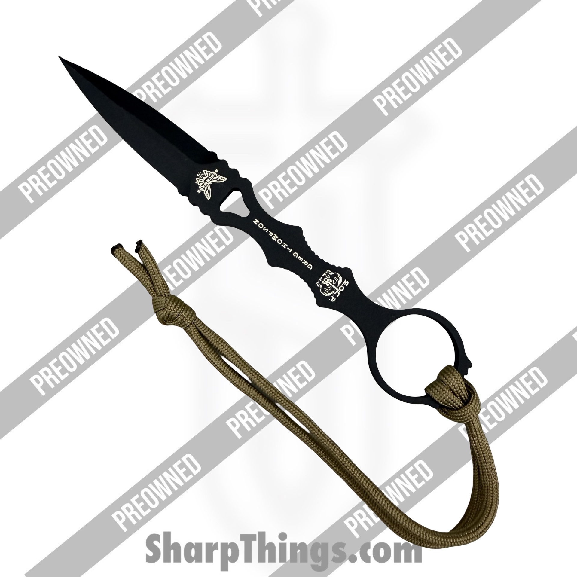 Benchmade - PO176BKSN - Preowned SOCP - Fixed Blade Knife - 440C SS Coated Dagger - Steel - Black