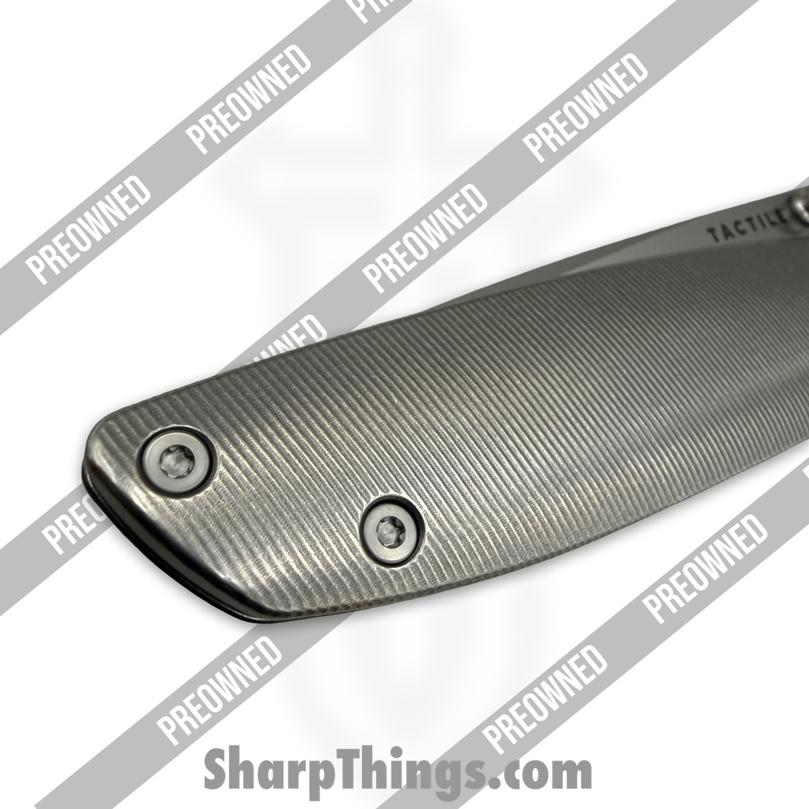 Tactile Knife Co. - PO20-MV-MC02-TT01 - Preowned Maverick - Folding Knife - CPM MagnaCut Stonewash Drop Point - Titanium - Grey|Blue - Image 5