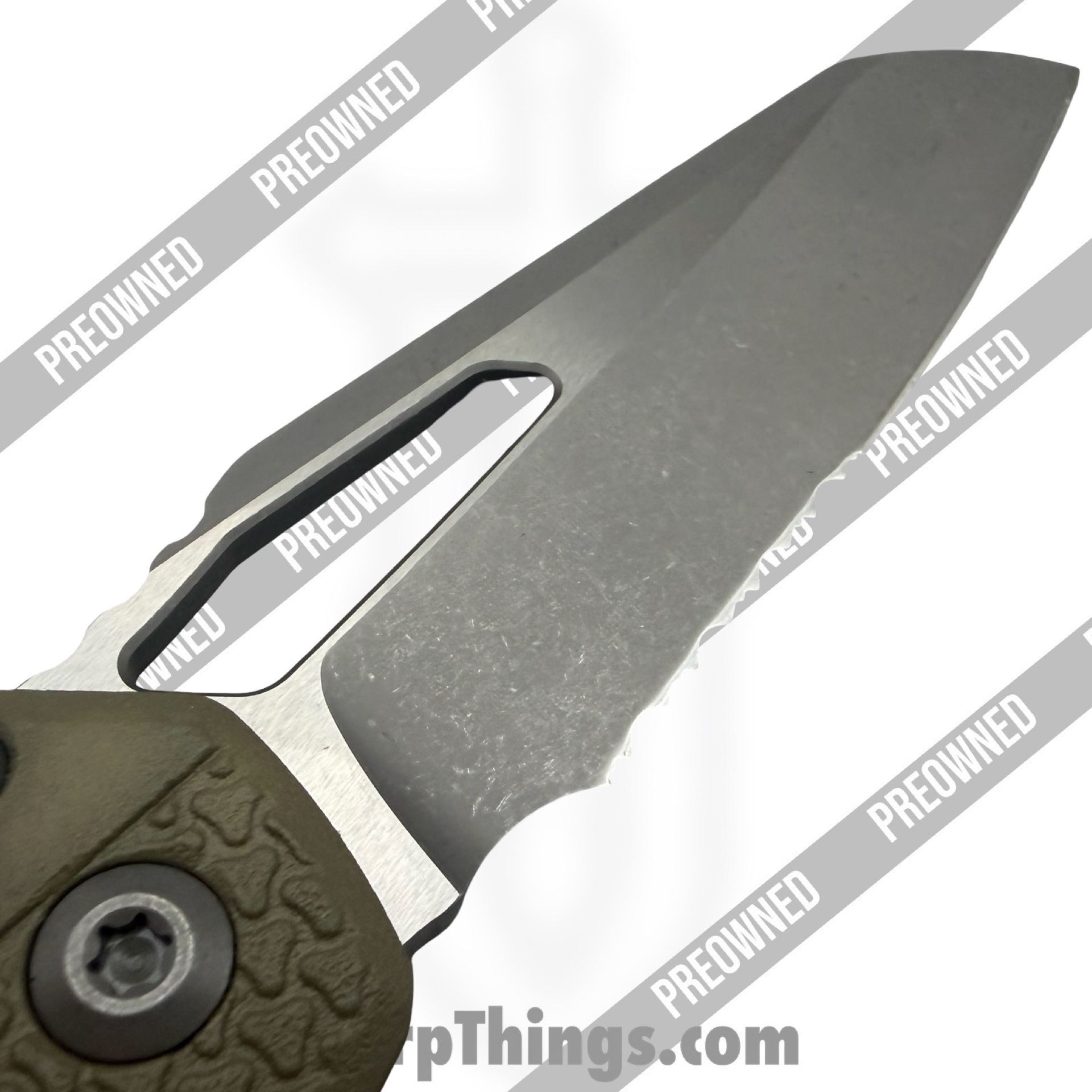 Microtech - PO210T-11APPMOD - Preowned MSI - Folding Knife - M390MK Acid Etched Wharncliffe - FRN - OD Green - Image 10