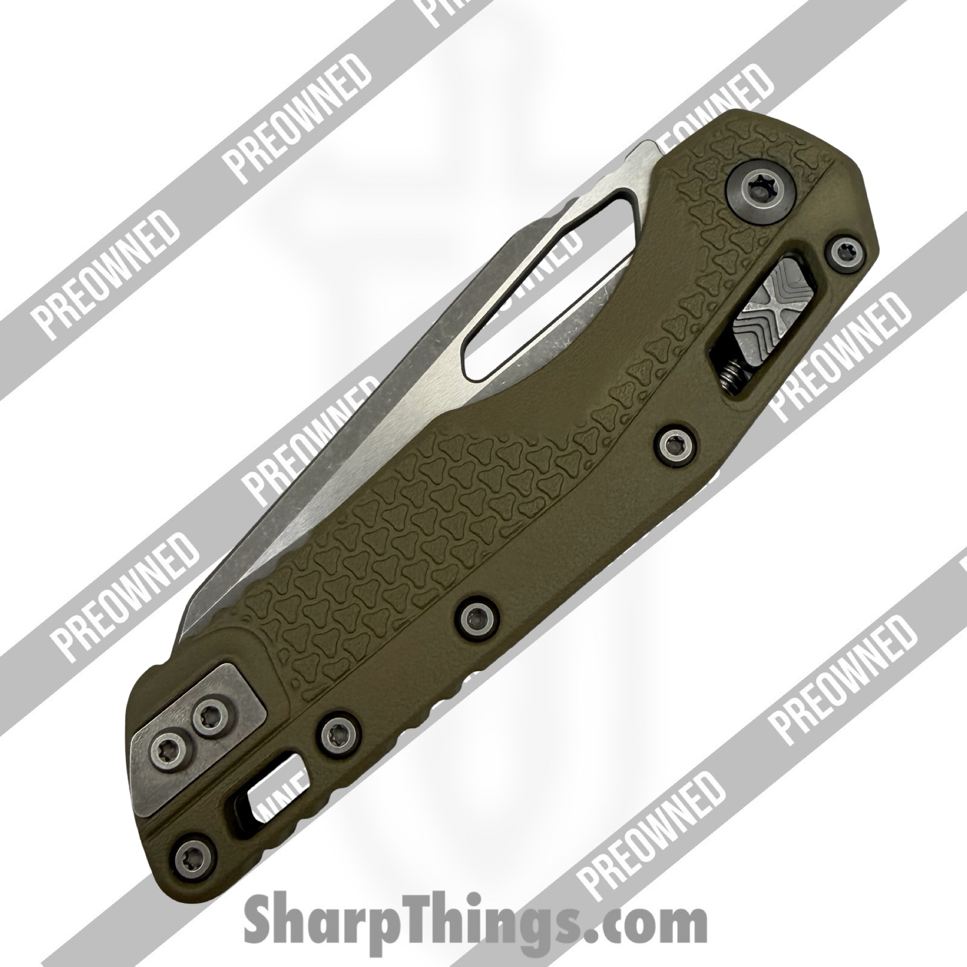 Microtech - PO210T-11APPMOD - Preowned MSI - Folding Knife - M390MK Acid Etched Wharncliffe - FRN - OD Green - Image 3
