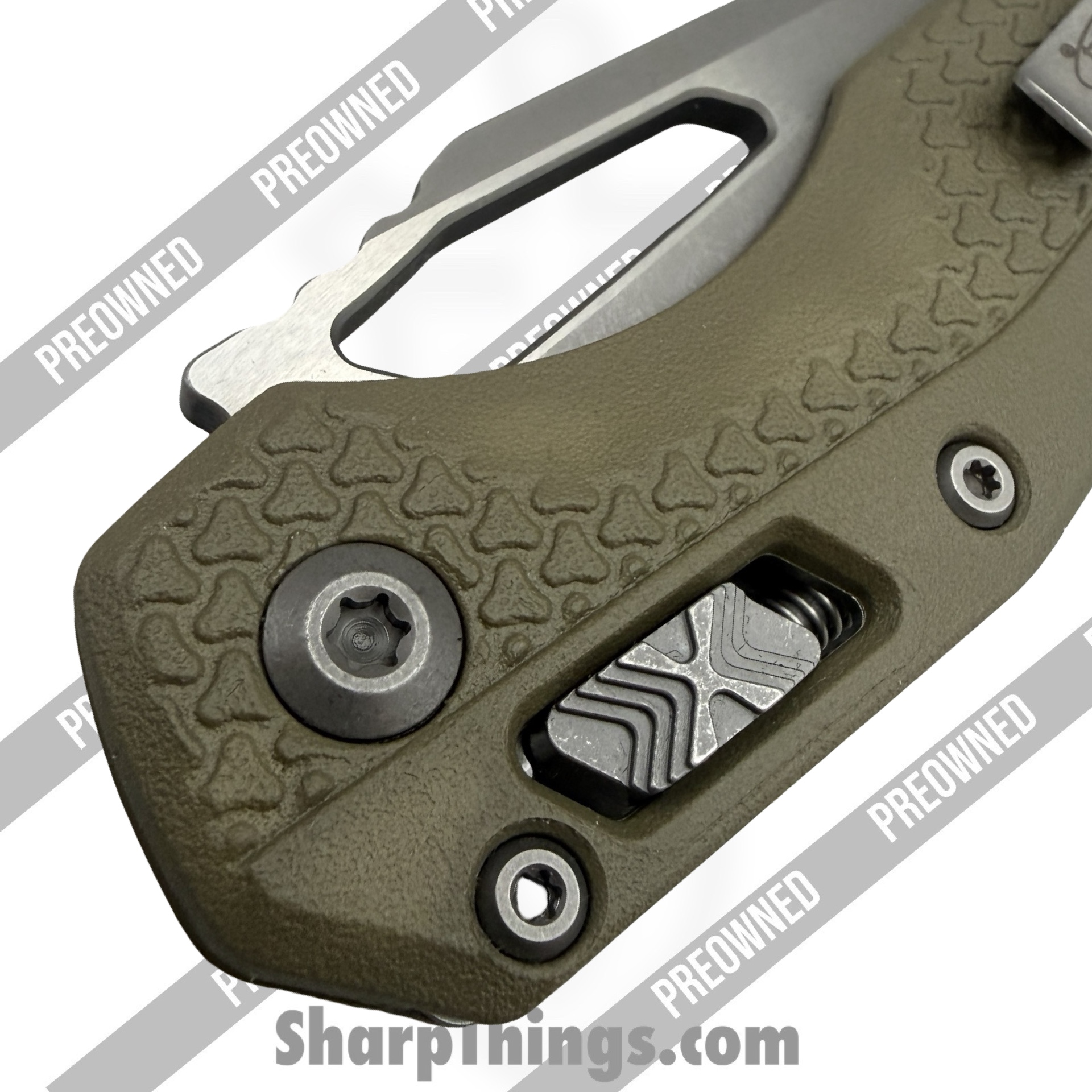 Microtech - PO210T-11APPMOD - Preowned MSI - Folding Knife - M390MK Acid Etched Wharncliffe - FRN - OD Green - Image 6
