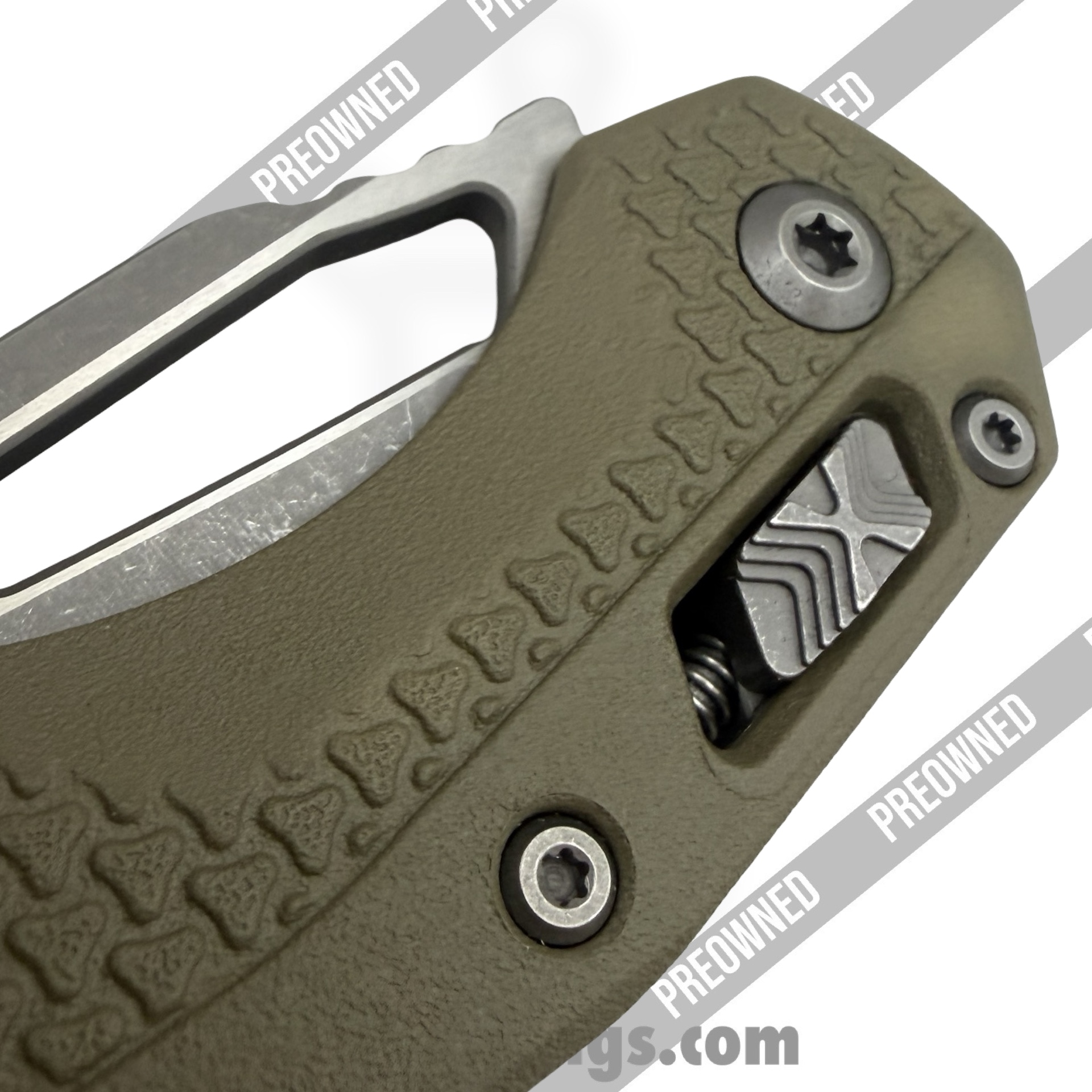 Microtech - PO210T-11APPMOD - Preowned MSI - Folding Knife - M390MK Acid Etched Wharncliffe - FRN - OD Green - Image 7