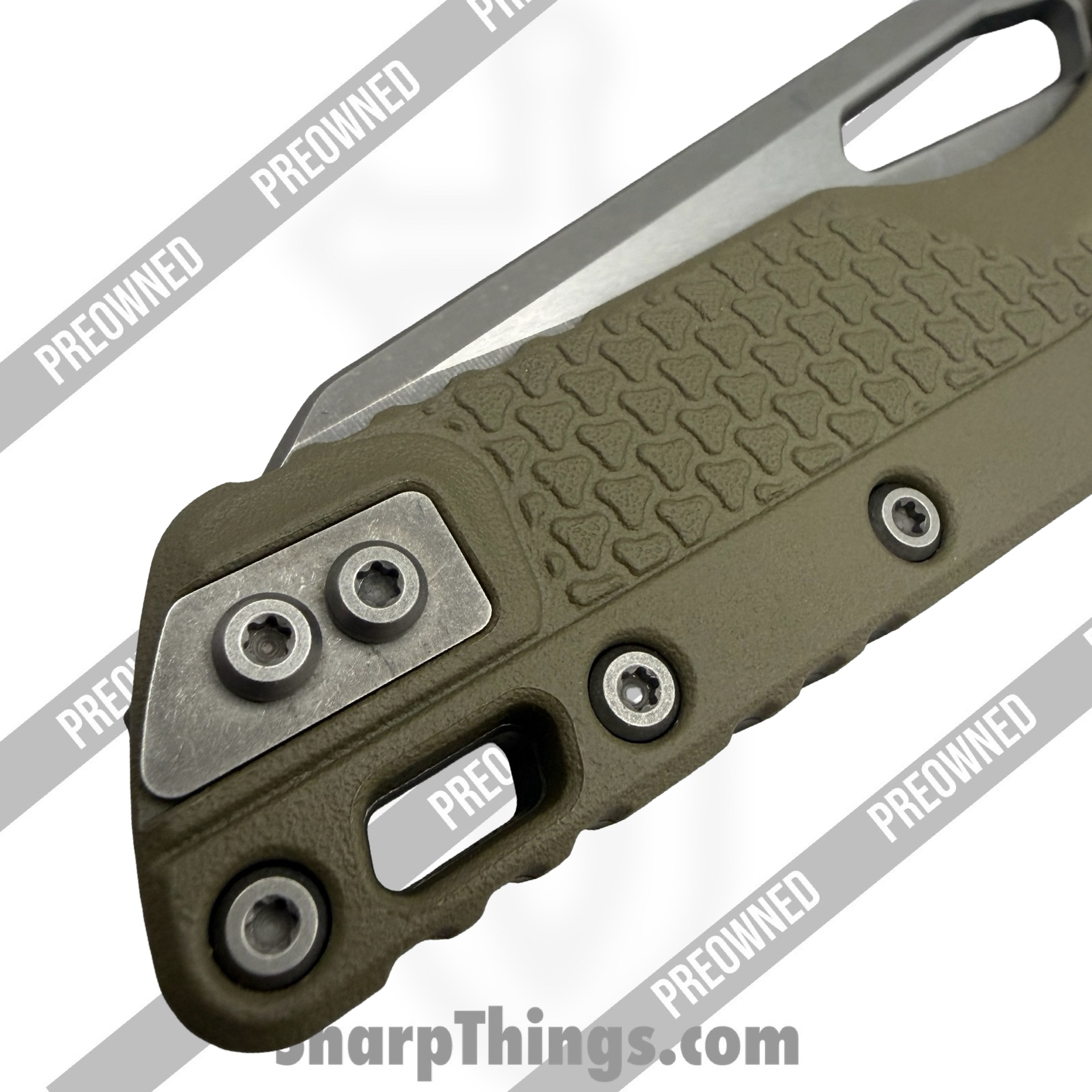 Microtech - PO210T-11APPMOD - Preowned MSI - Folding Knife - M390MK Acid Etched Wharncliffe - FRN - OD Green - Image 8