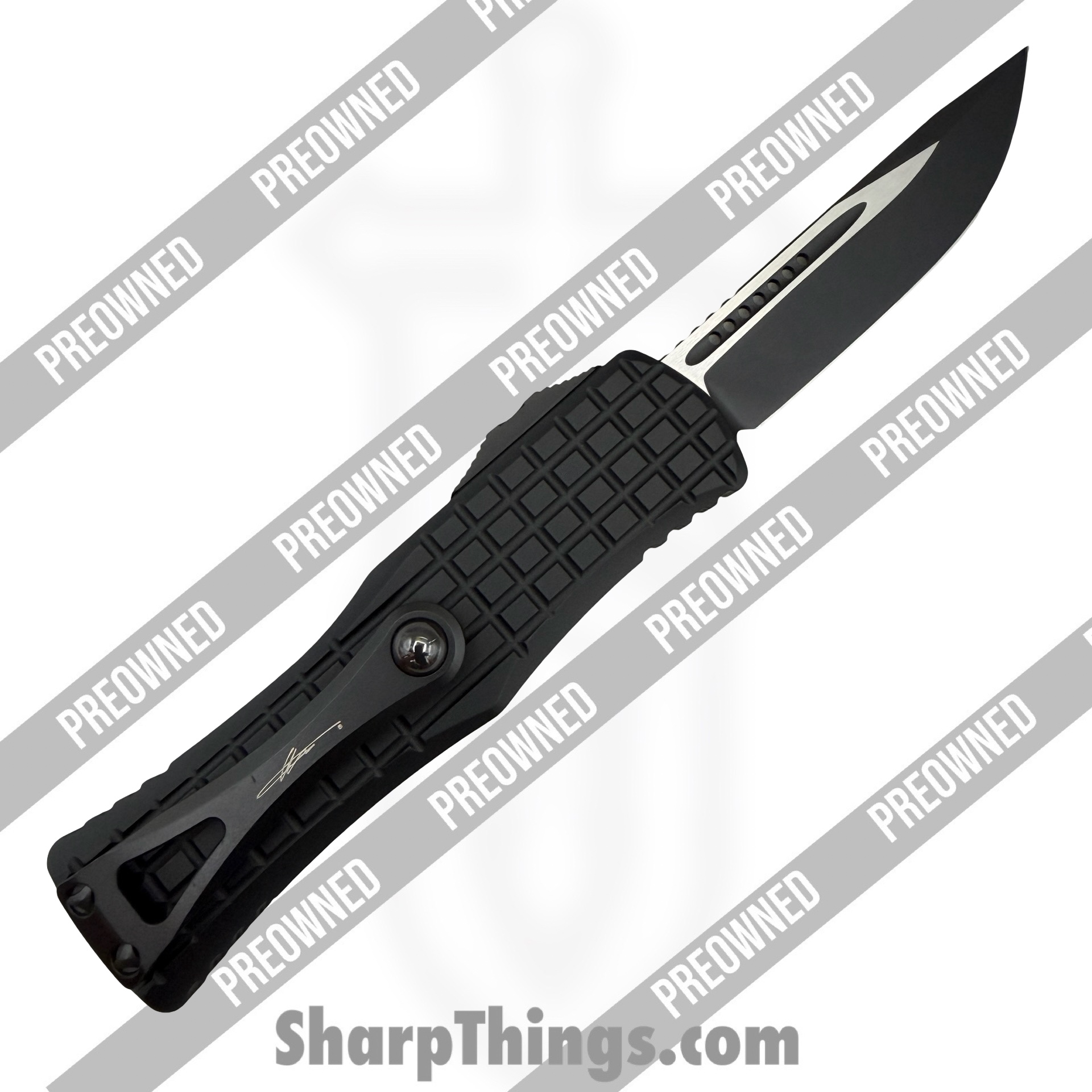 Microtech - PO703-1TFRS - Preowned Hera Frag - Folding Knife - M390 Coated Drop Point - Aluminum - Black - Image 2