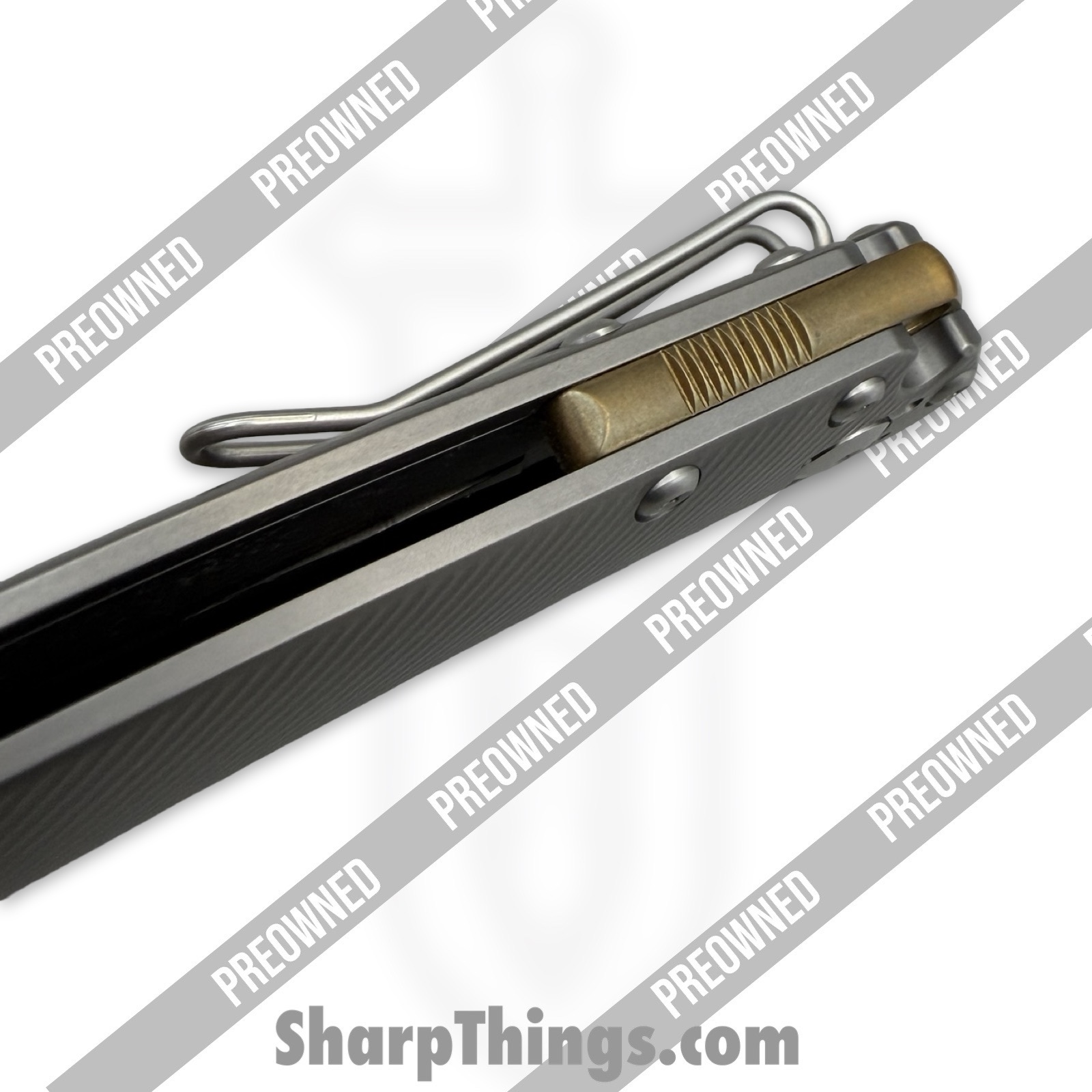GiantMouse - POBIBLIO-XL-TITANIUM - Preowned Ace Biblio XL - Folding Knife - Vanadis Satin Sheepsfoot - Titanium - Grey|Brass - Image 9