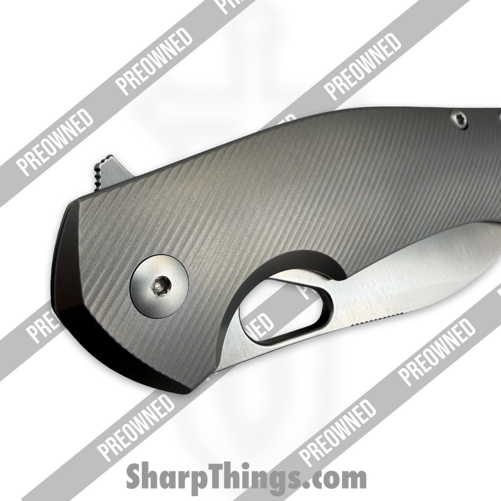 GiantMouse - POBIBLIO-XL-TITANIUM - Preowned Ace Biblio XL - Folding Knife - Vanadis Satin Sheepsfoot - Titanium - Grey|Brass - Image 7