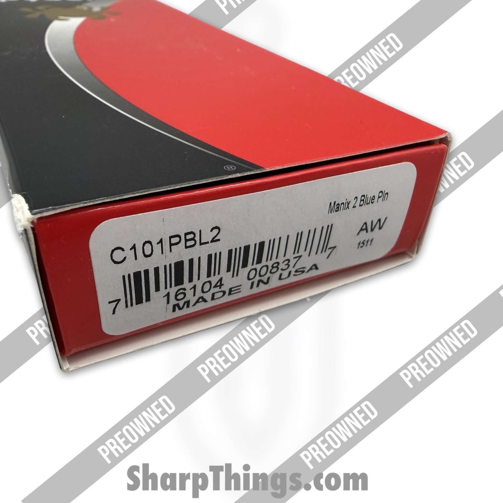 Spyderco - POC101PBL2 - Preowned Manix 2 Lighweight - Folding Knife - CTS-BD1N Stonewash Drop Point - Polymer - Blue - Image 9