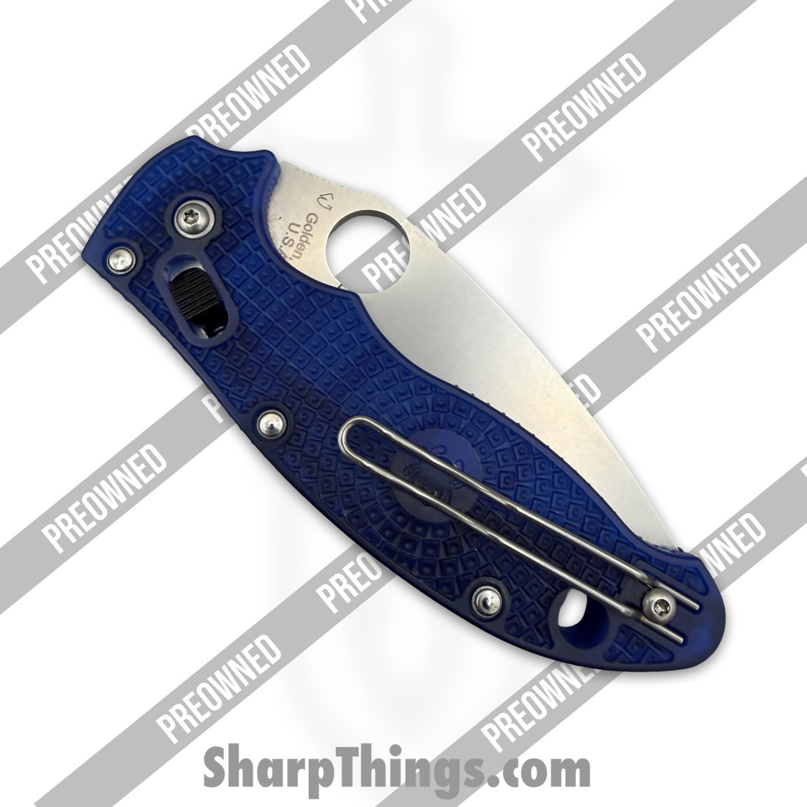 Spyderco - POC101PBL2 - Preowned Manix 2 Lighweight - Folding Knife - CTS-BD1N Stonewash Drop Point - Polymer - Blue - Image 7