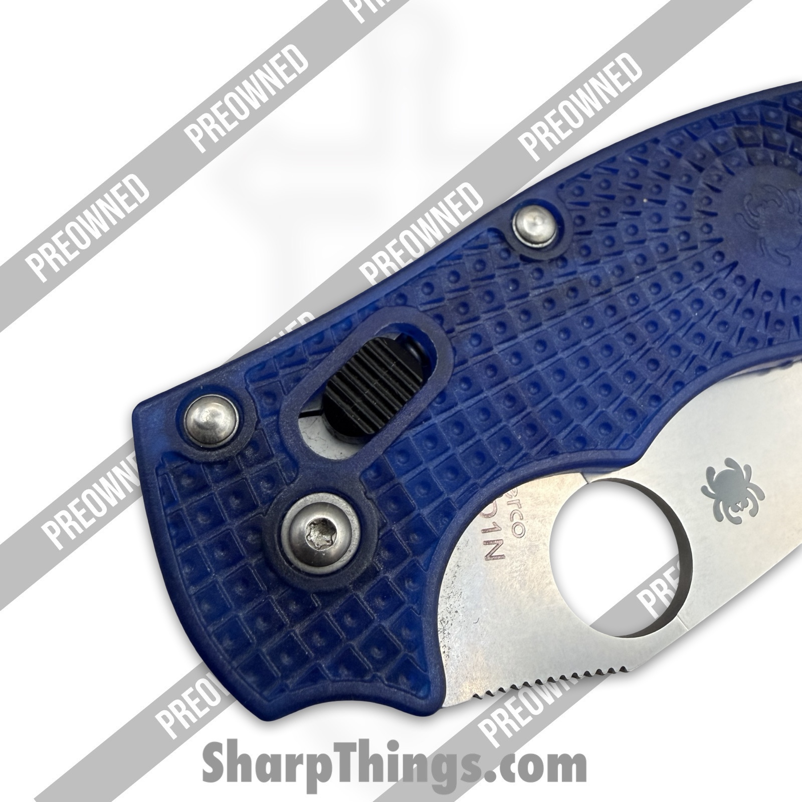 Spyderco - POC101PBL2 - Preowned Manix 2 Lighweight - Folding Knife - CTS-BD1N Stonewash Drop Point - Polymer - Blue - Image 6