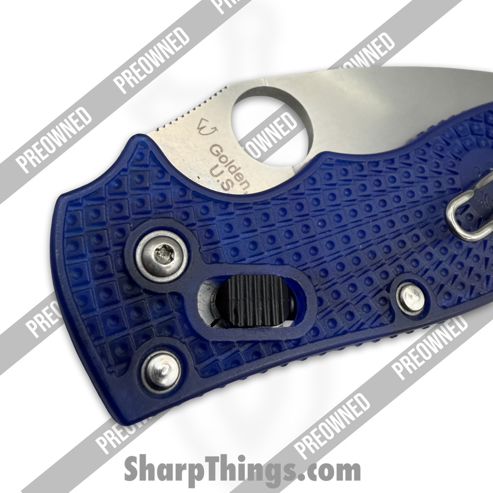 Spyderco - POC101PBL2 - Preowned Manix 2 Lighweight - Folding Knife - CTS-BD1N Stonewash Drop Point - Polymer - Blue - Image 3