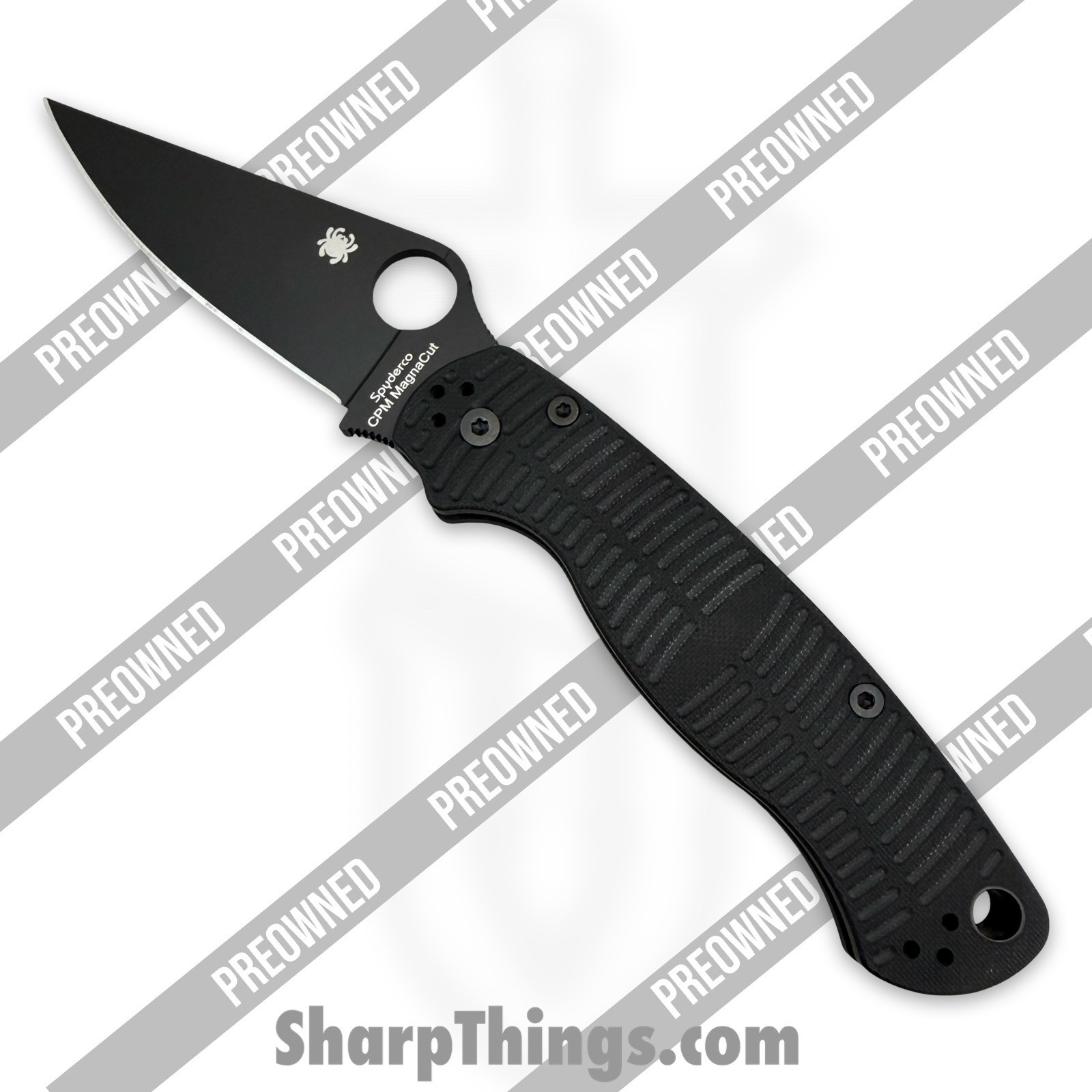 Spyderco - POC81GMCBKP2 - Preowned Paramilitary 2 Salt - Folding Knife - CPM MagnaCut DLC Clip Point - G10 - Black