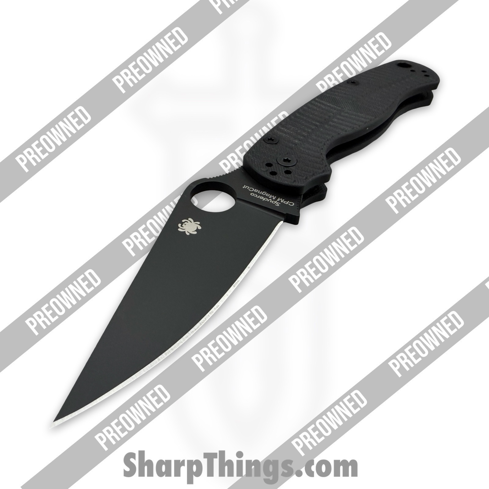 Spyderco - POC81GMCBKP2 - Preowned Paramilitary 2 Salt - Folding Knife - CPM MagnaCut DLC Clip Point - G10 - Black - Image 7