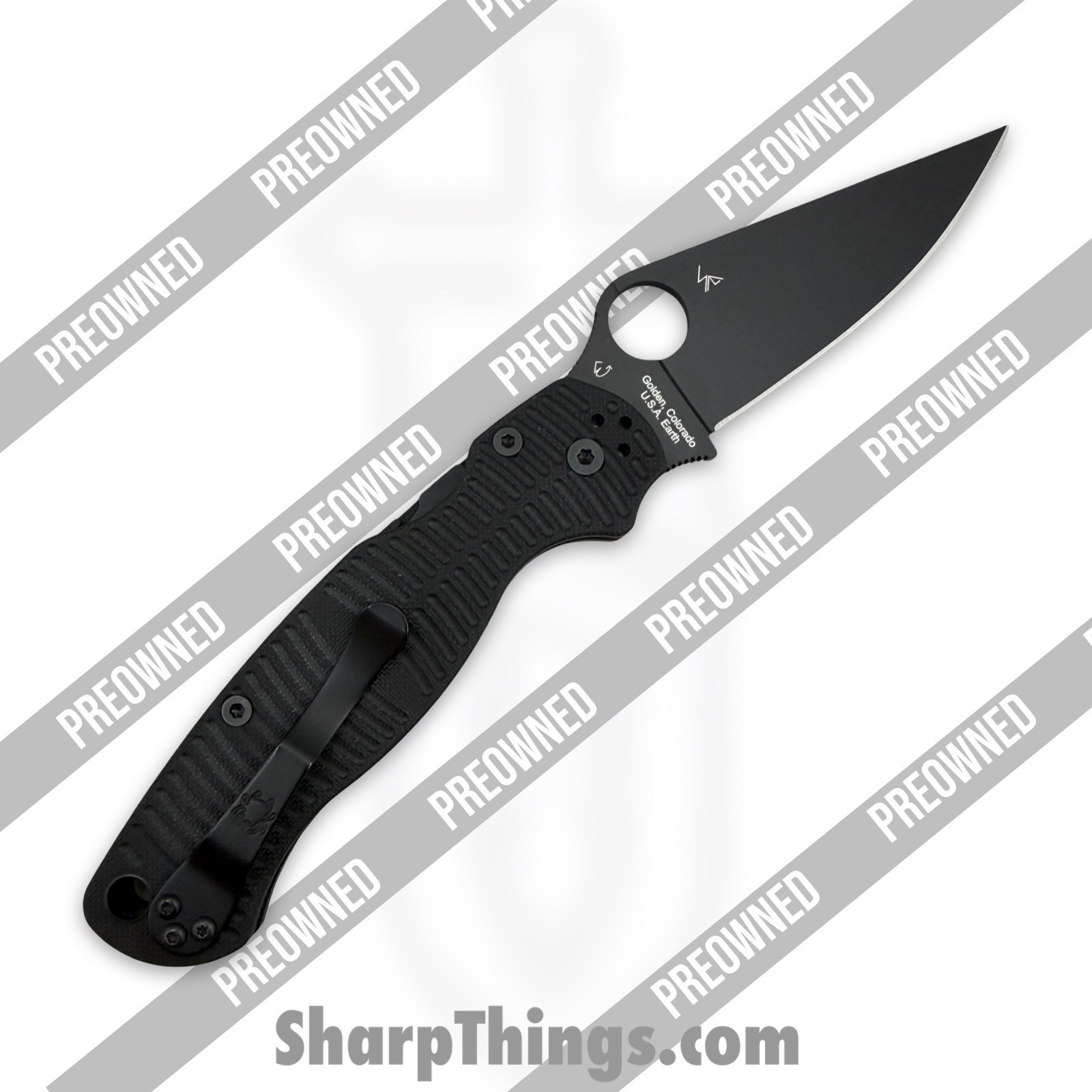 Spyderco - POC81GMCBKP2 - Preowned Paramilitary 2 Salt - Folding Knife - CPM MagnaCut DLC Clip Point - G10 - Black - Image 2