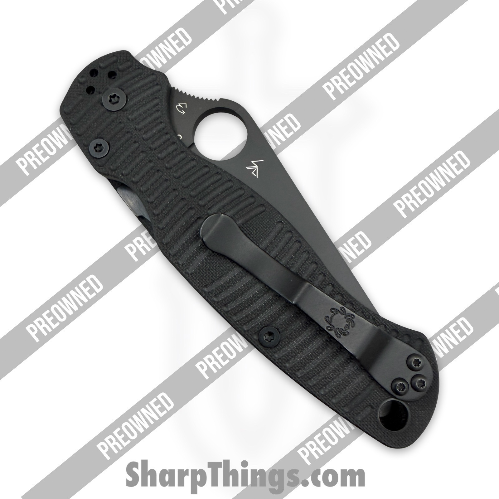 Spyderco - POC81GMCBKP2 - Preowned Paramilitary 2 Salt - Folding Knife - CPM MagnaCut DLC Clip Point - G10 - Black - Image 13