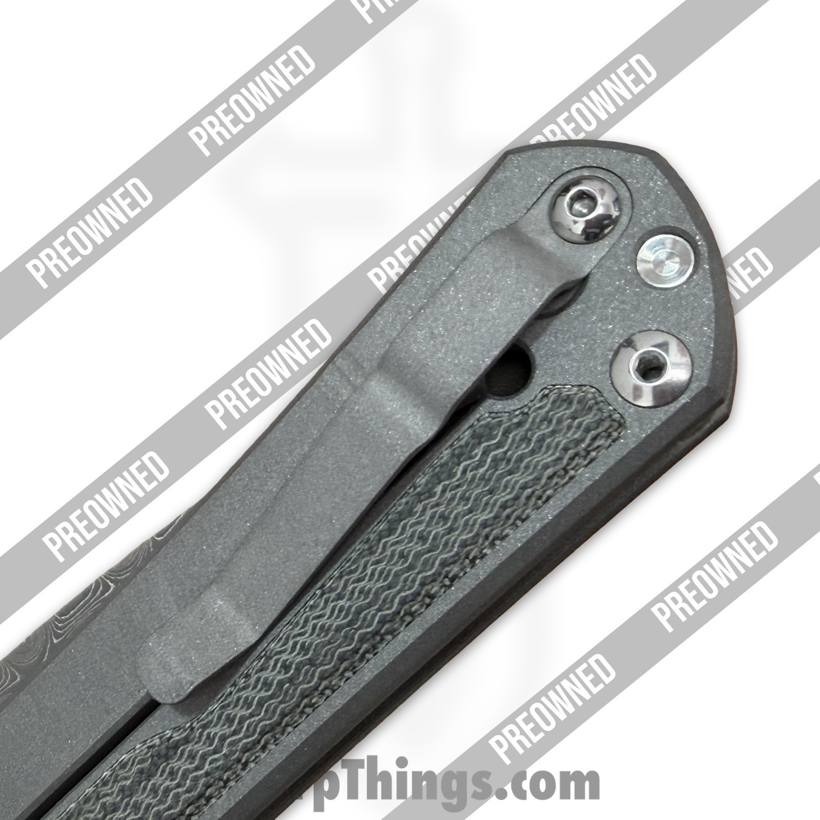 Chris Reeve Knives - POL31-1206 - Preowned Large Sebenza 31 Inlay - Folding Knife - Chad Nichols Damascus Drop Point - Titanium - Black - Image 11