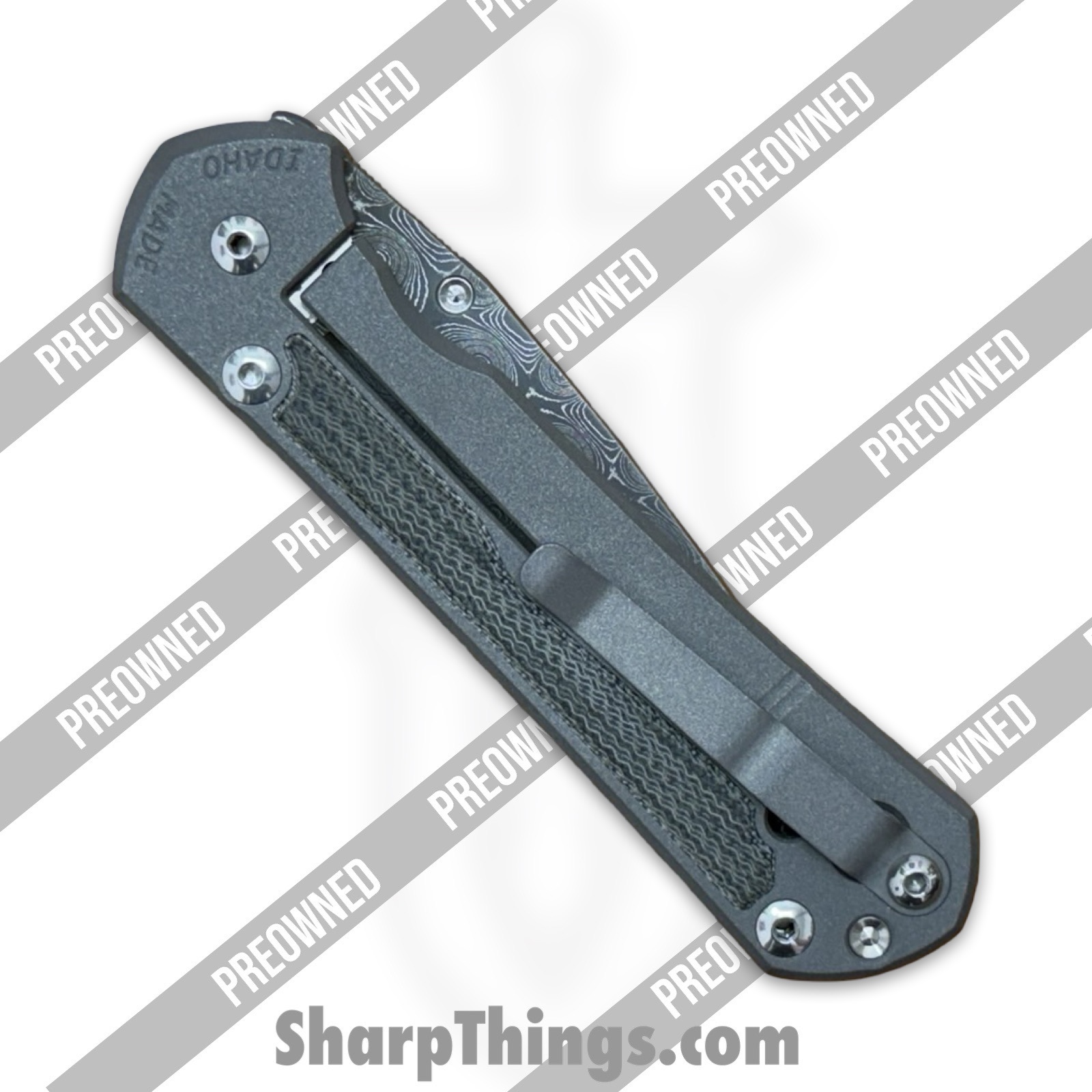 Chris Reeve Knives - POL31-1206 - Preowned Large Sebenza 31 Inlay - Folding Knife - Chad Nichols Damascus Drop Point - Titanium - Black - Image 6