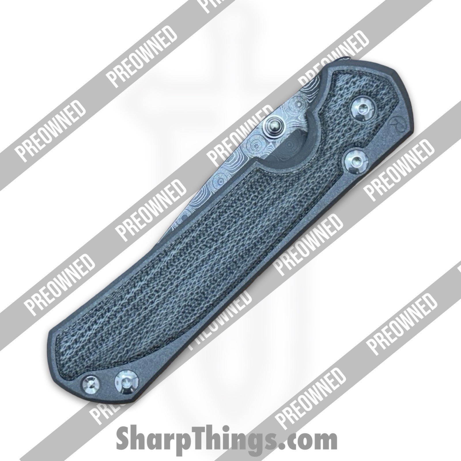 Chris Reeve Knives - POL31-1206 - Preowned Large Sebenza 31 Inlay - Folding Knife - Chad Nichols Damascus Drop Point - Titanium - Black - Image 7