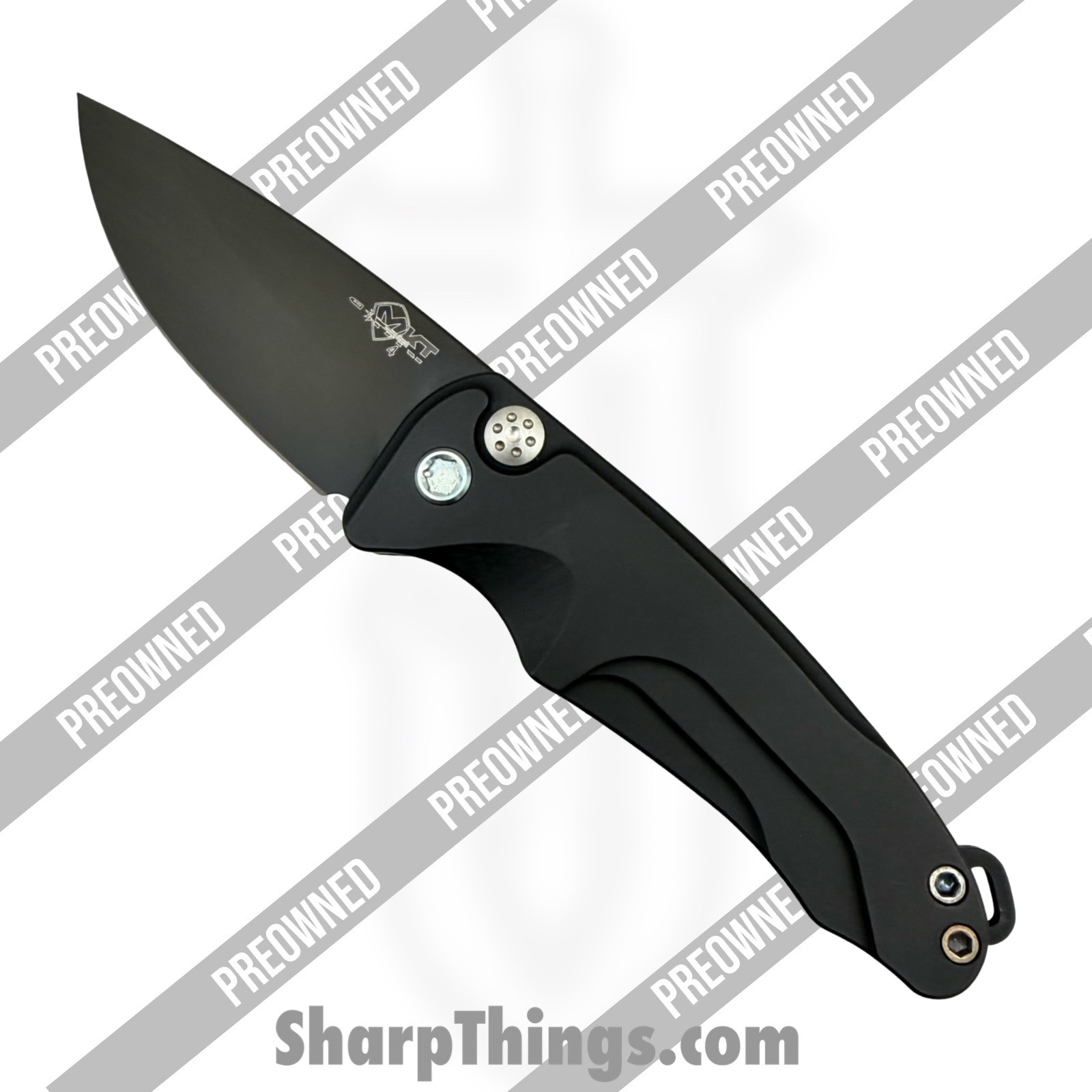 Medford Knife and Tool - POMKA394PQ-42AB-T2C2-Q4 - Preowned Smooth Criminal Auto - Automatic Knife - S45VN Coated Drop Point - Aluminum - Black|Blue