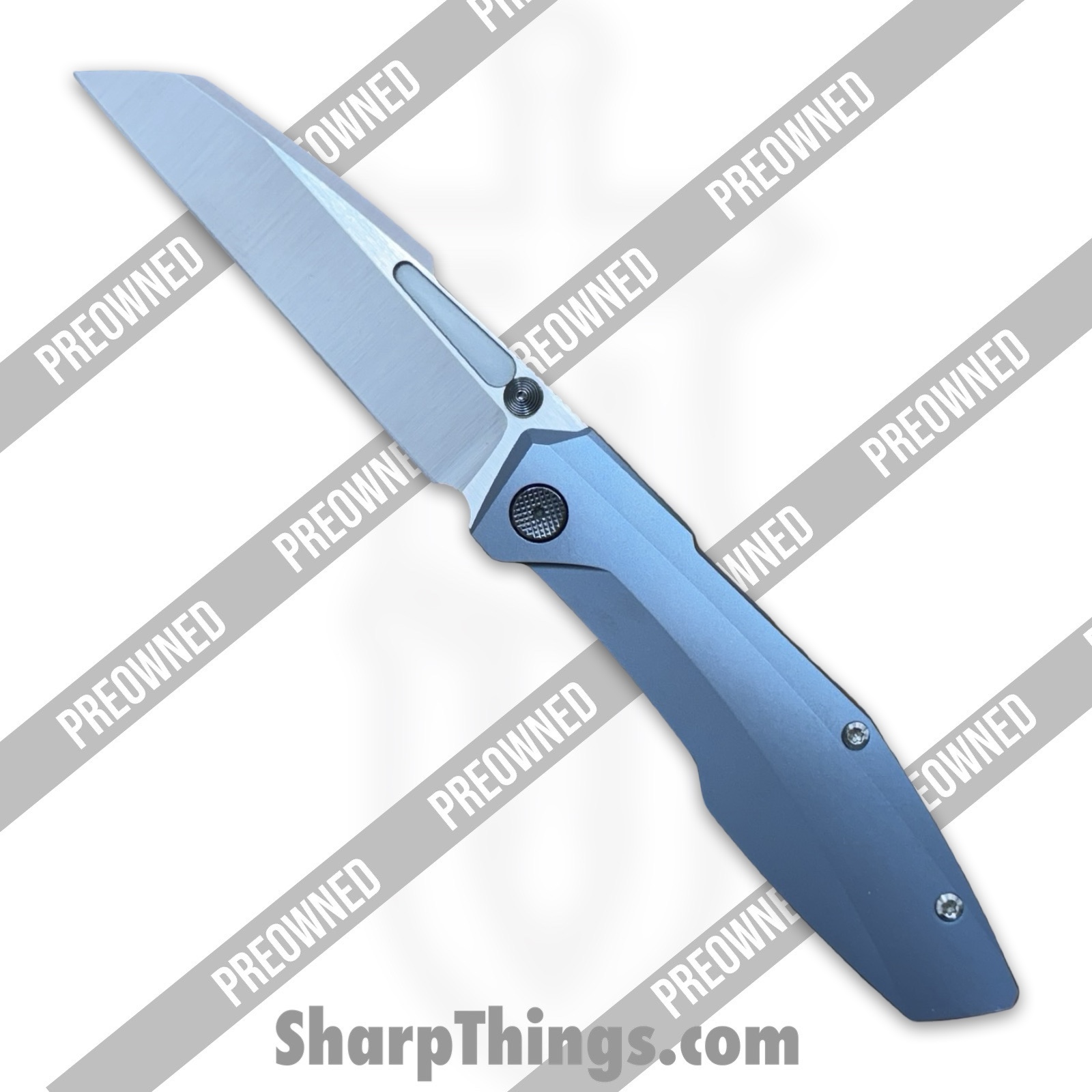 Null Knives - PORaiko320 - Preowned Raikou #320 w/ Zirconium Kit - Folding Knife - S90V Satin Sheepsfoot - Timascus - Blue