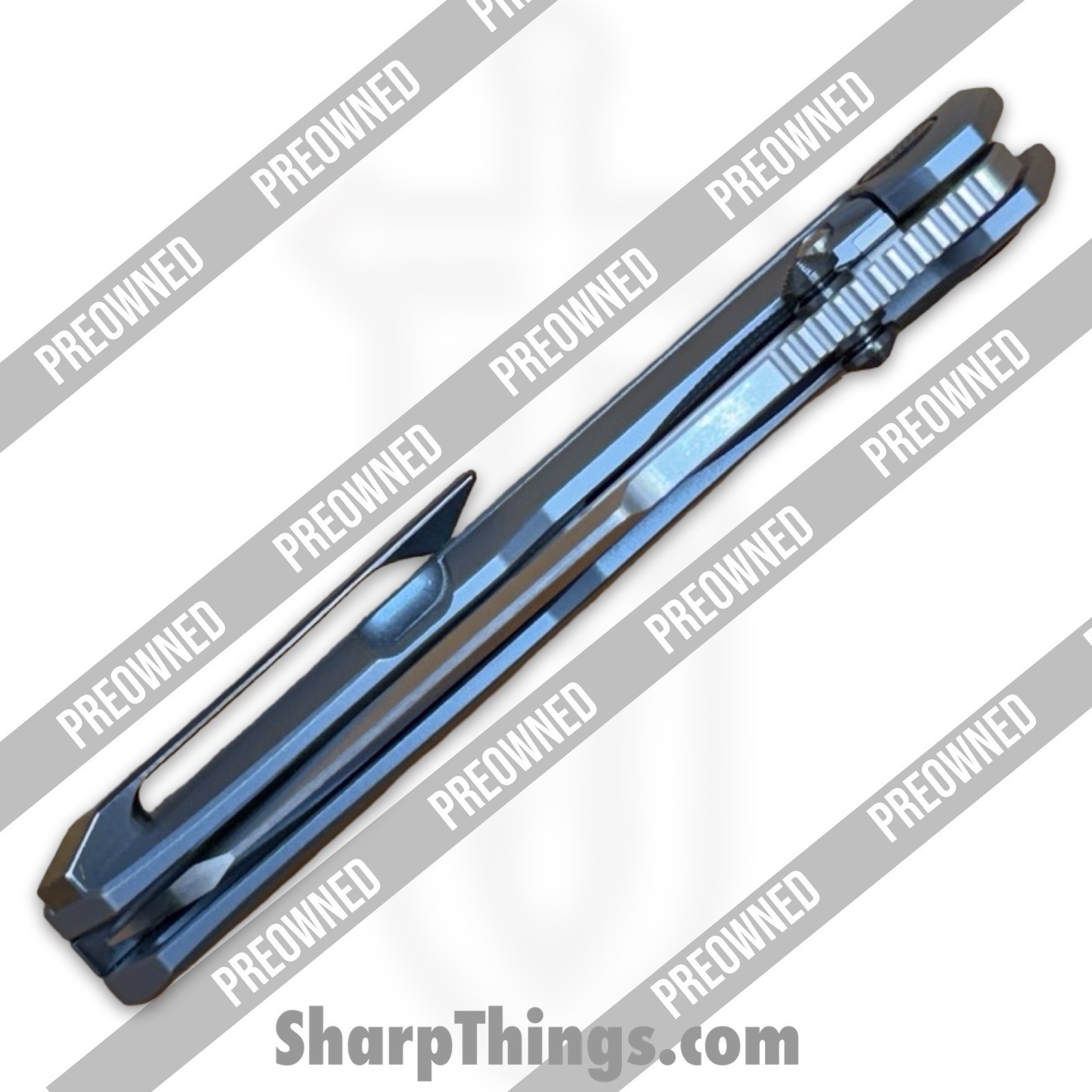 Null Knives - PORaiko320 - Preowned Raikou #320 w/ Zirconium Kit - Folding Knife - S90V Satin Sheepsfoot - Timascus - Blue - Image 10