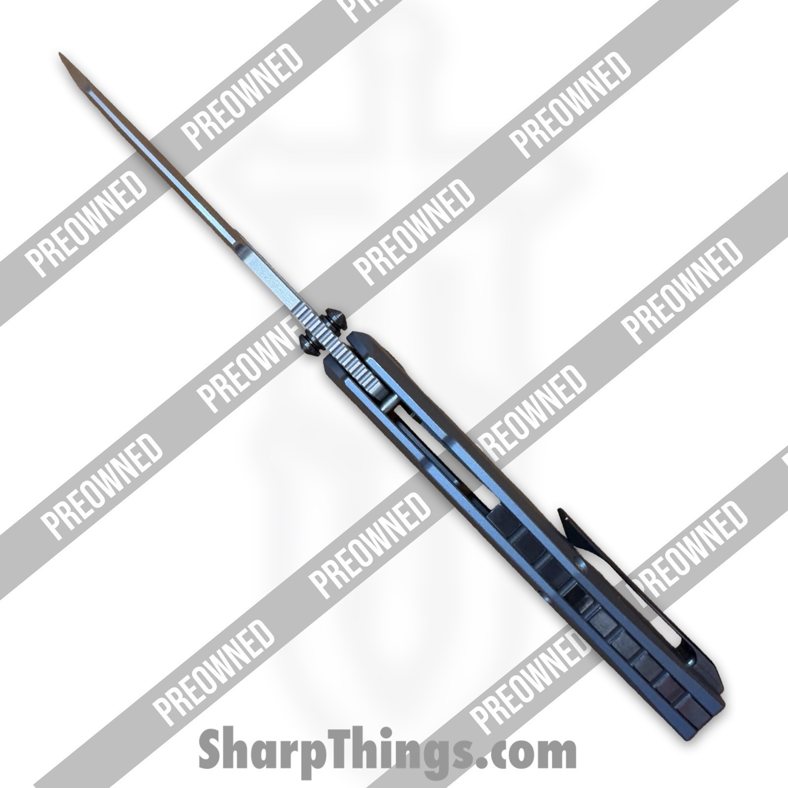 Null Knives - PORaiko320 - Preowned Raikou #320 w/ Zirconium Kit - Folding Knife - S90V Satin Sheepsfoot - Timascus - Blue - Image 3