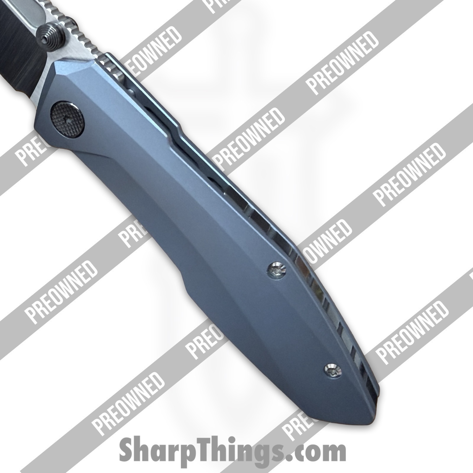 Null Knives - PORaiko320 - Preowned Raikou #320 w/ Zirconium Kit - Folding Knife - S90V Satin Sheepsfoot - Timascus - Blue - Image 6