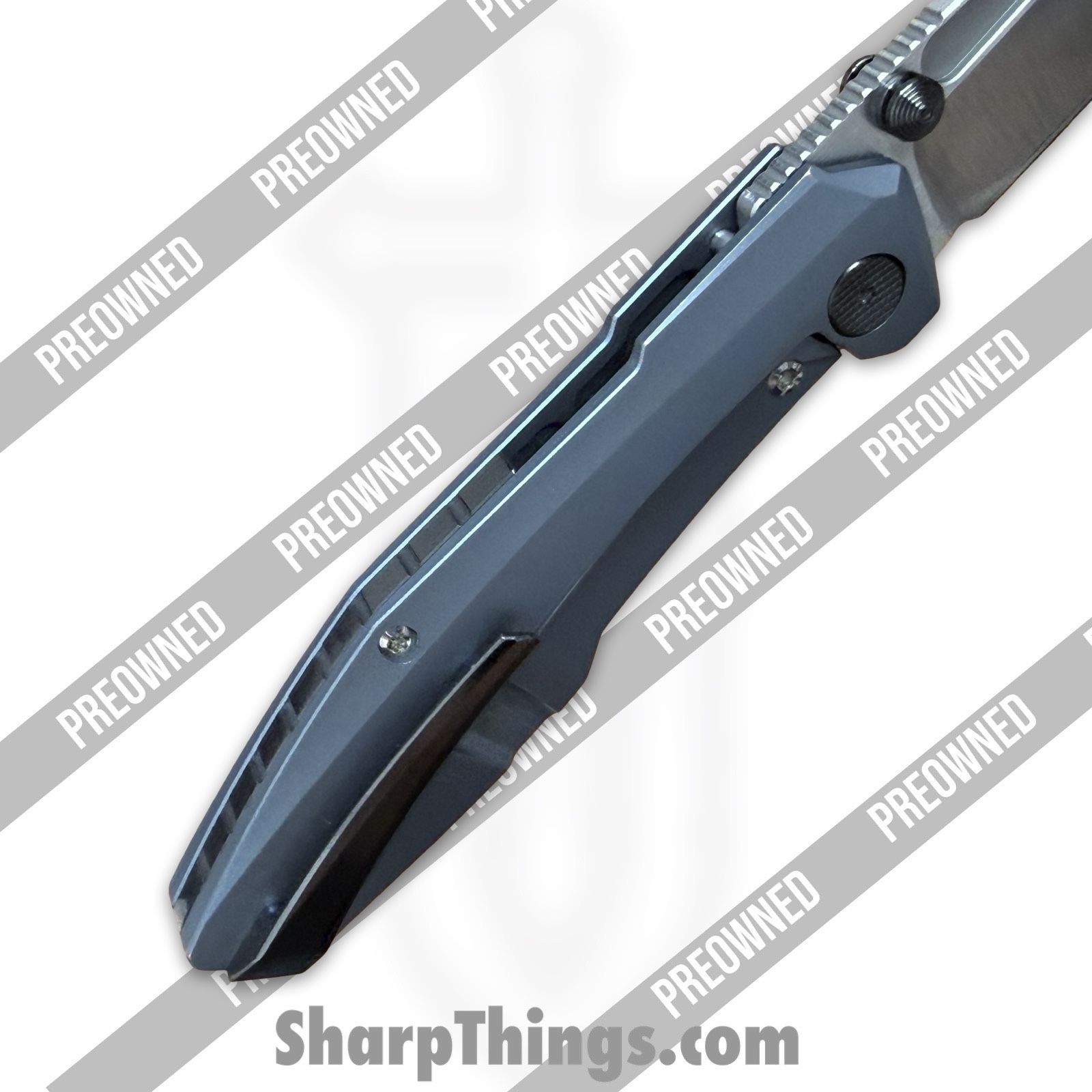 Null Knives - PORaiko320 - Preowned Raikou #320 w/ Zirconium Kit - Folding Knife - S90V Satin Sheepsfoot - Timascus - Blue - Image 7