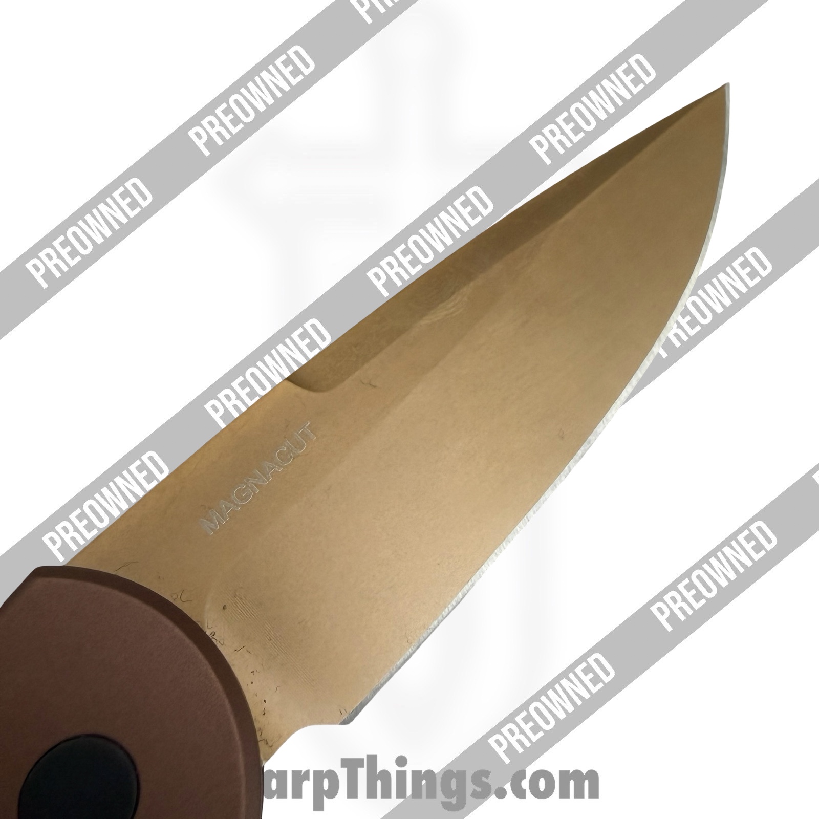 Protech - POTR-3.04 - Preowned TR-3 Sandhawk - Automatic Knife - CPM MagnaCut Bronzed Spear Point - Aluminum - Brown - Image 3