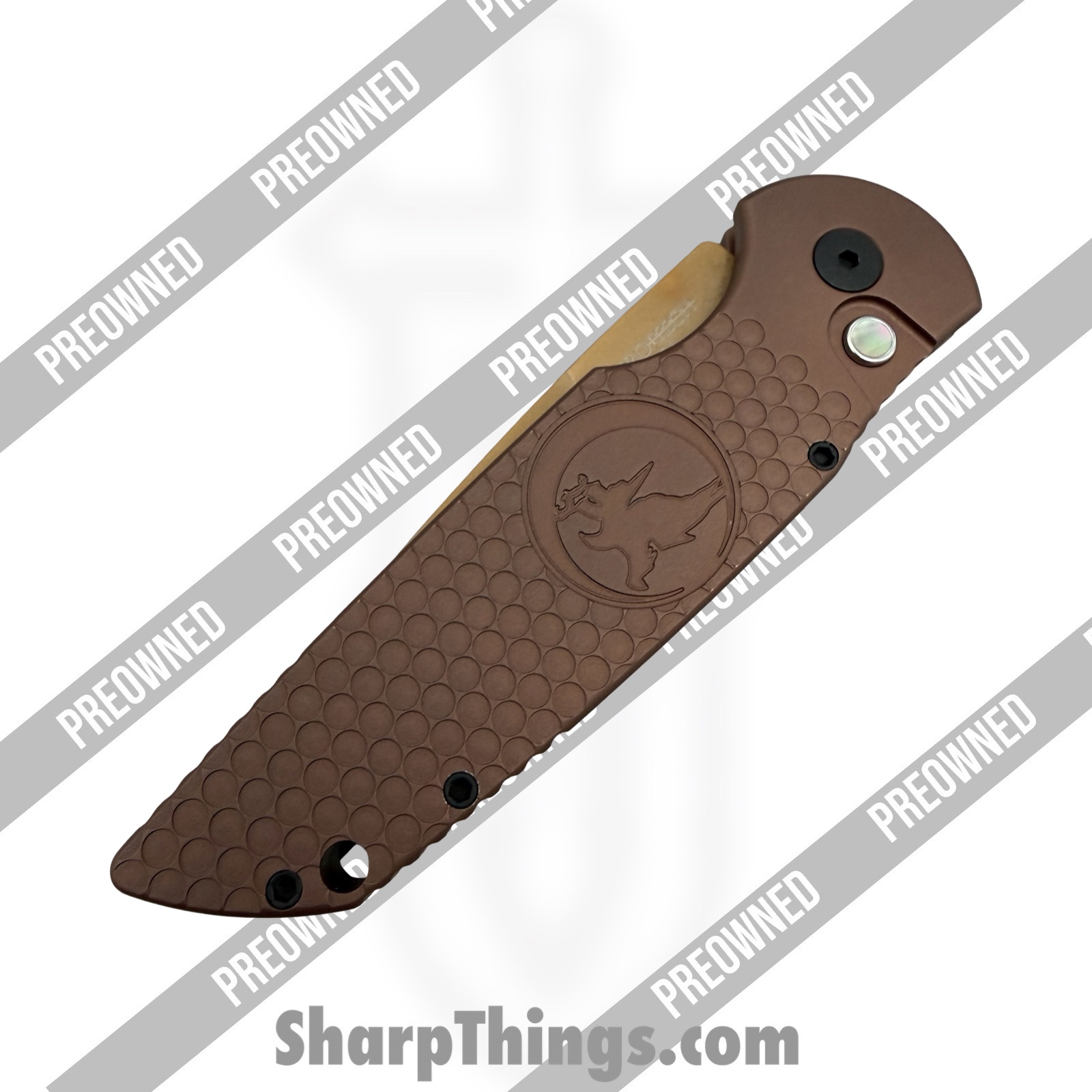 Protech - POTR-3.04 - Preowned TR-3 Sandhawk - Automatic Knife - CPM MagnaCut Bronzed Spear Point - Aluminum - Brown - Image 10