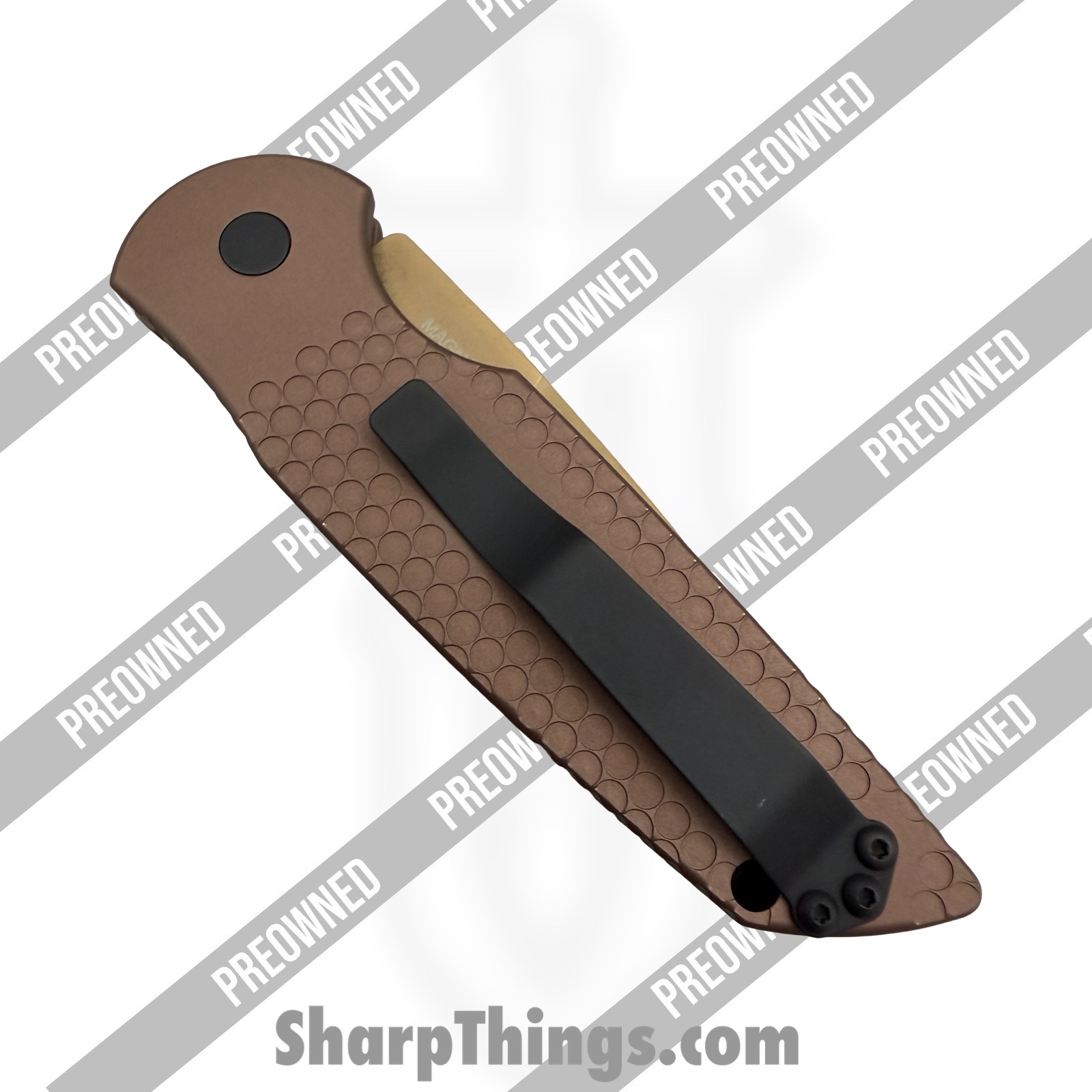 Protech - POTR-3.04 - Preowned TR-3 Sandhawk - Automatic Knife - CPM MagnaCut Bronzed Spear Point - Aluminum - Brown - Image 9