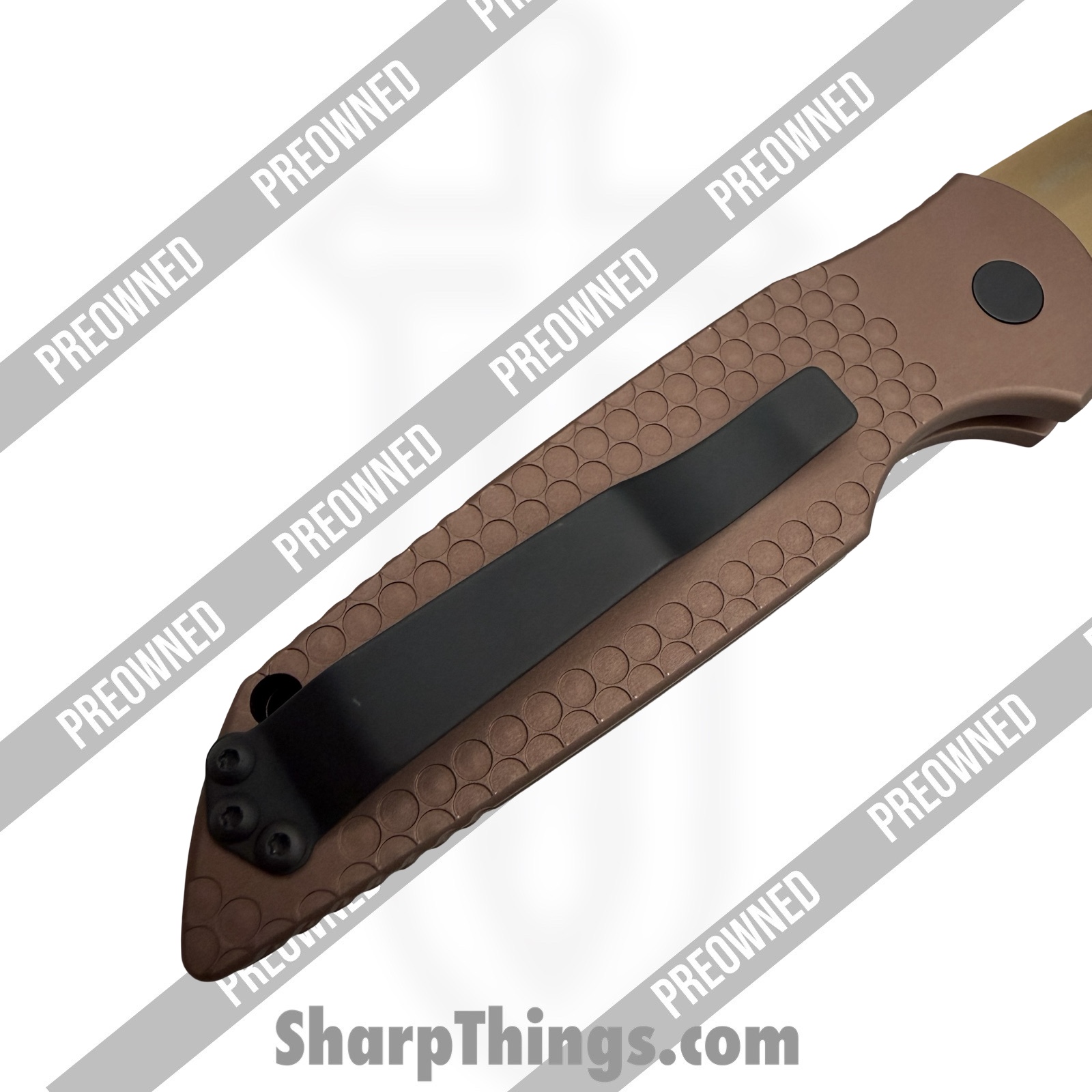 Protech - POTR-3.04 - Preowned TR-3 Sandhawk - Automatic Knife - CPM MagnaCut Bronzed Spear Point - Aluminum - Brown - Image 4