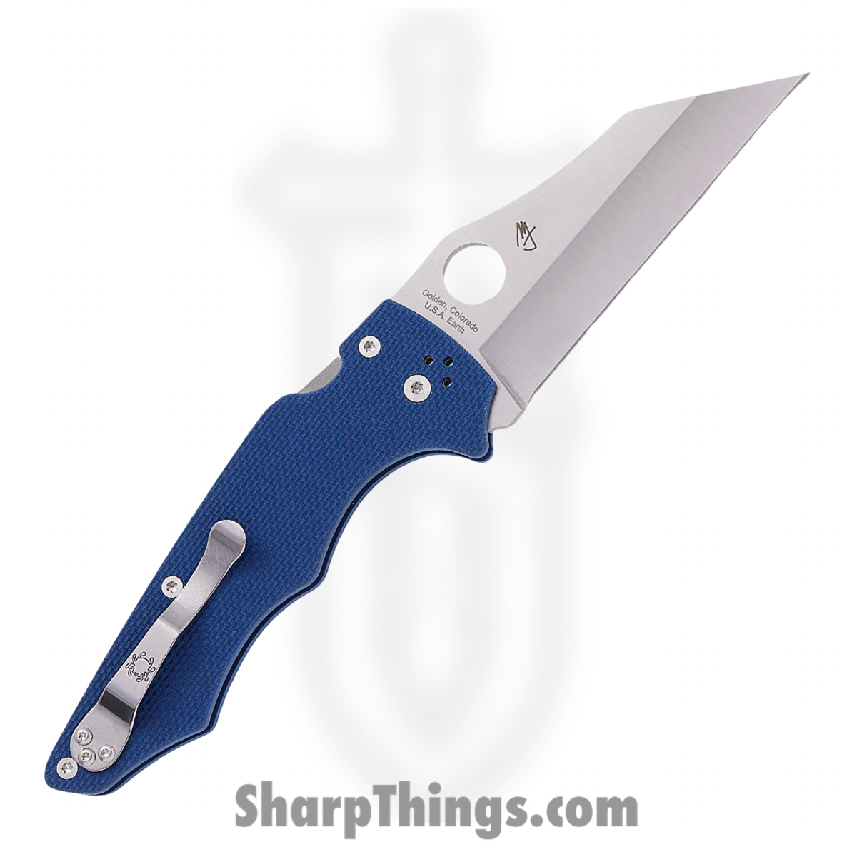 Spyderco - SC253GPCBL - Yojumbo - Folding Knife - CPM-SPY27 Satin Wharncliffe - G10 - Blue - Image 2