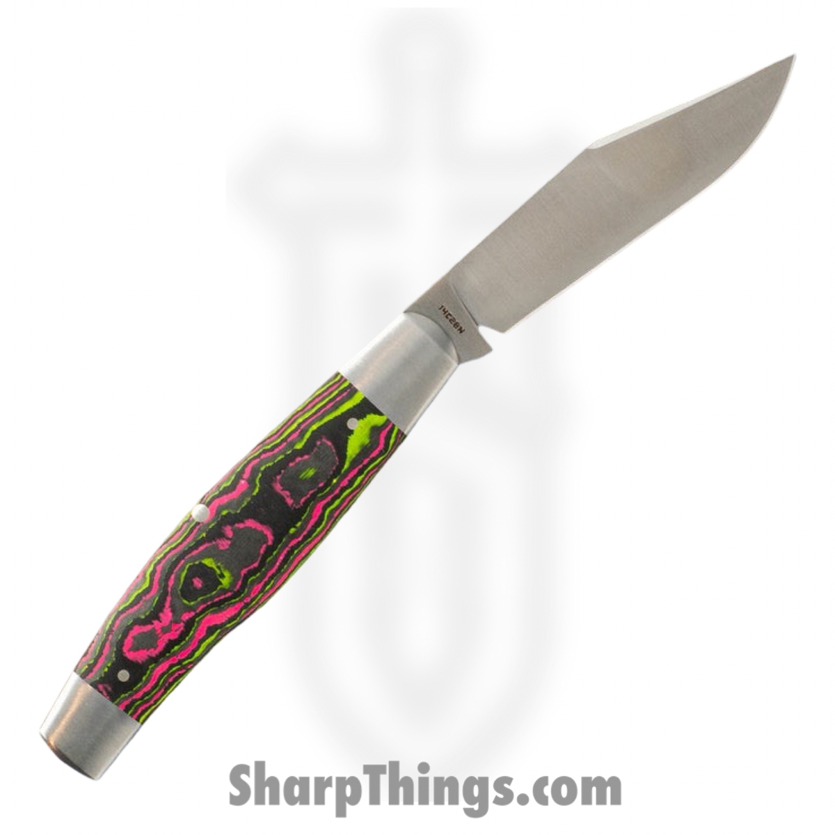 Jack Wolf Knives - STOCK-01-CC-WAT-SUG - Gateway Stockman - Folding Knife - 14C28N Satin Stockman - CamoCarbon - Watermelon Sugar - Image 2
