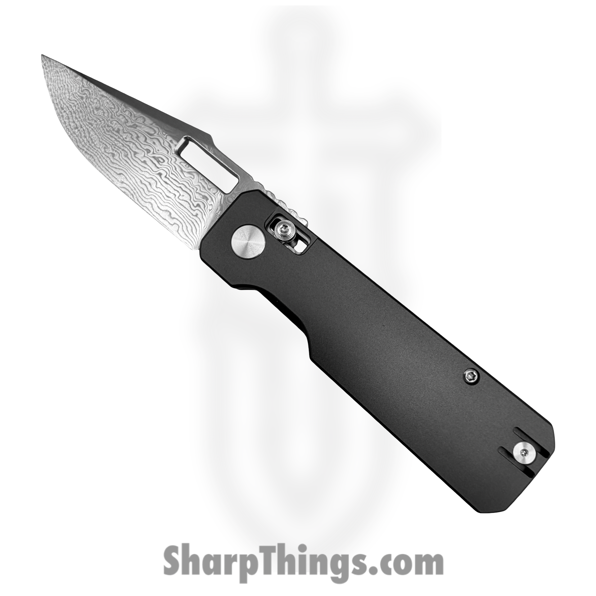 Vero Engineering - VE-AuGrDMDP - Aura - Folding Knife - Damascus Drop Point - Aluminum - Grey