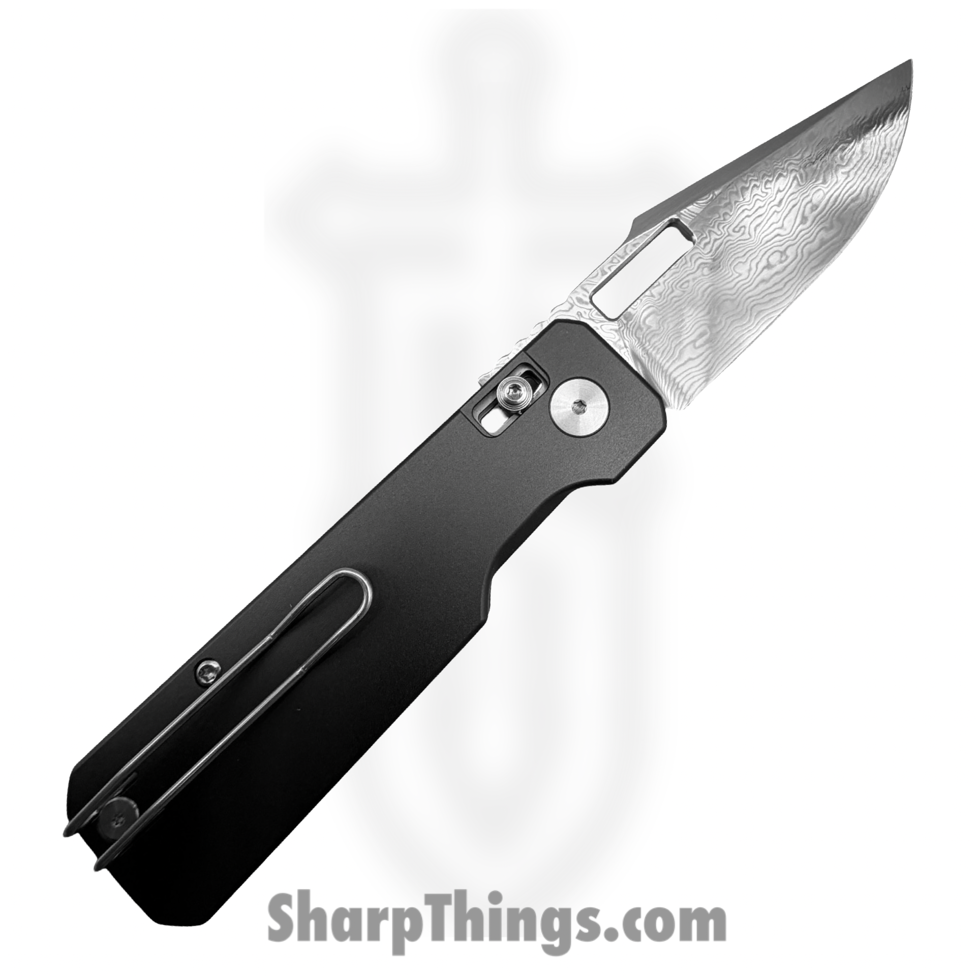 Vero Engineering - VE-AuGrDMDP - Aura - Folding Knife - Damascus Drop Point - Aluminum - Grey - Image 2