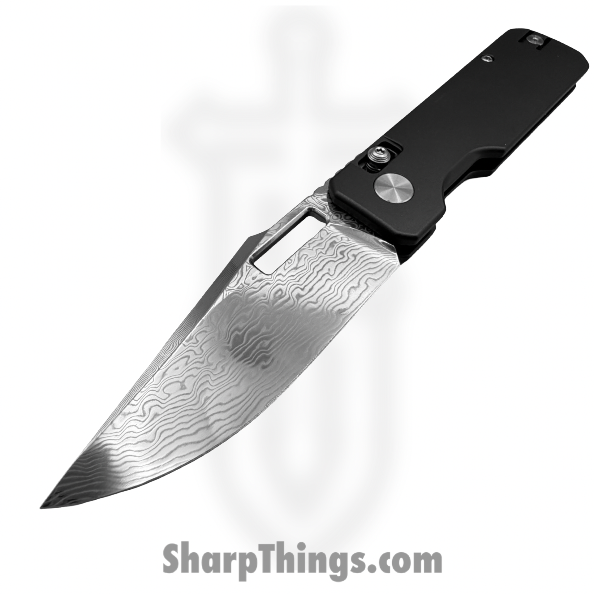 Vero Engineering - VE-AuGrDMDP - Aura - Folding Knife - Damascus Drop Point - Aluminum - Grey - Image 3