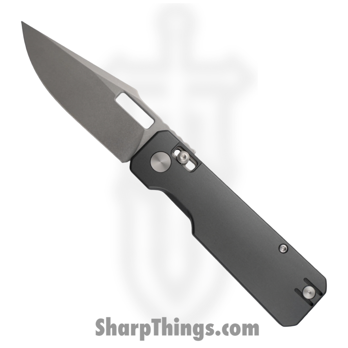 Vero Engineering - VE-AuSWGrDP - Aura - Folding Knife - 14C28N Stonewash Drop Point - Aluminum - Grey