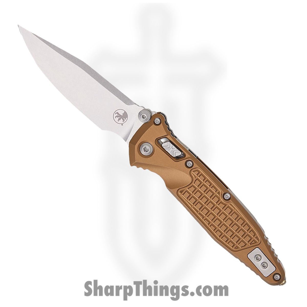 Microtech - 160RL-10FRTA - Socom - Folding Knife - M390MK Stonewash Clip Point - Frag Aluminum - Tan