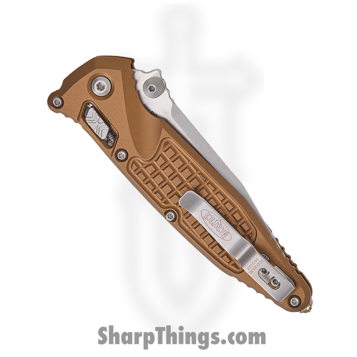 Microtech - 160RL-10FRTA - Socom - Folding Knife - M390MK Stonewash Clip Point - Frag Aluminum - Tan - Image 4