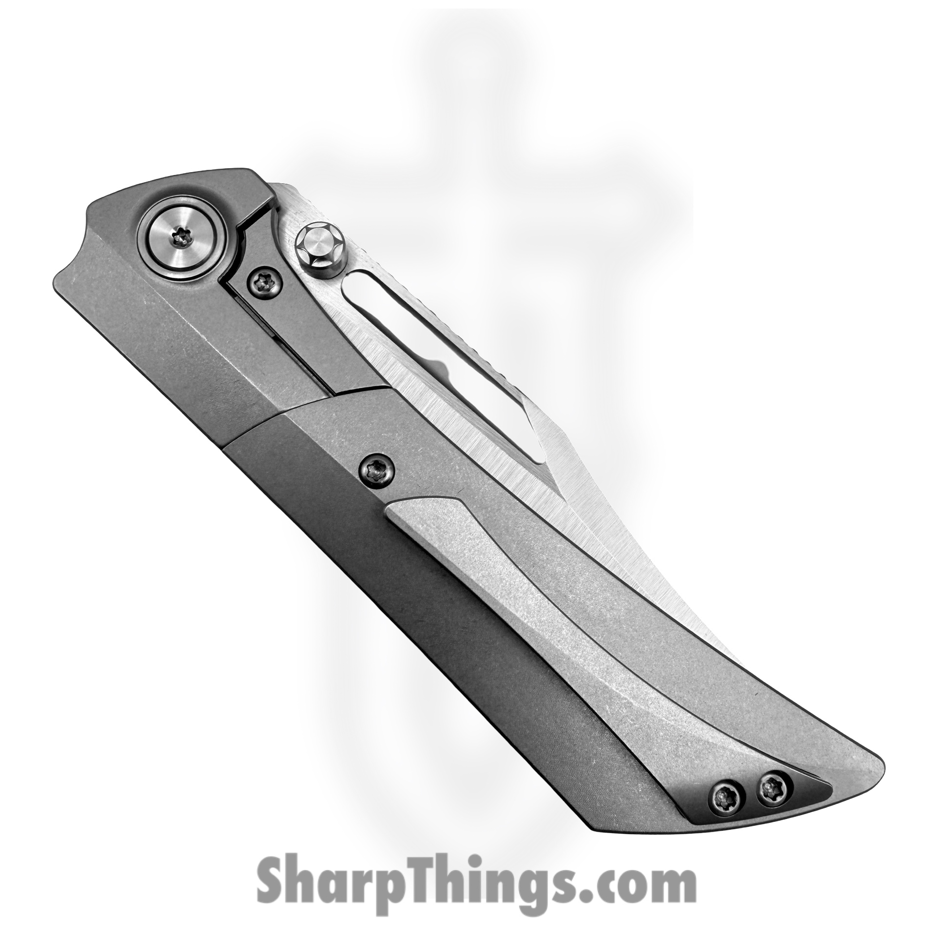 Gecko Customz KW - A4 - Dune - Folding Knife - M390 Stonewash Bowie - Titanium - Gray - Image 3