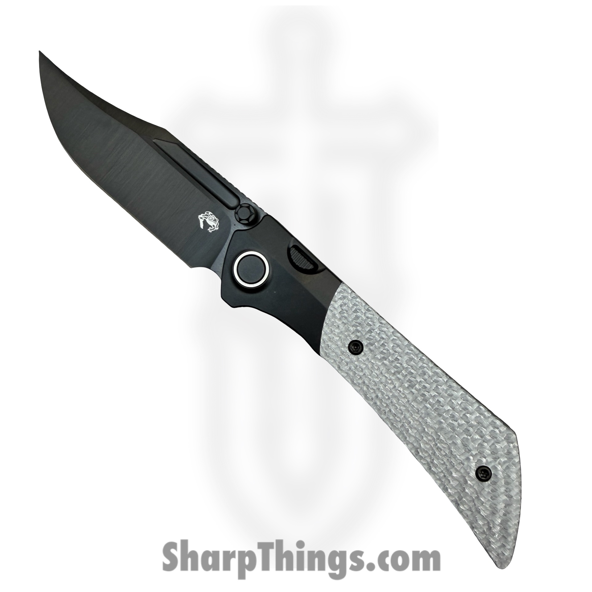 Gecko Customz KW - A7 - Dune - Folding Knife - M390 Coated Bowie - Titanium Twill CF - Silver Black