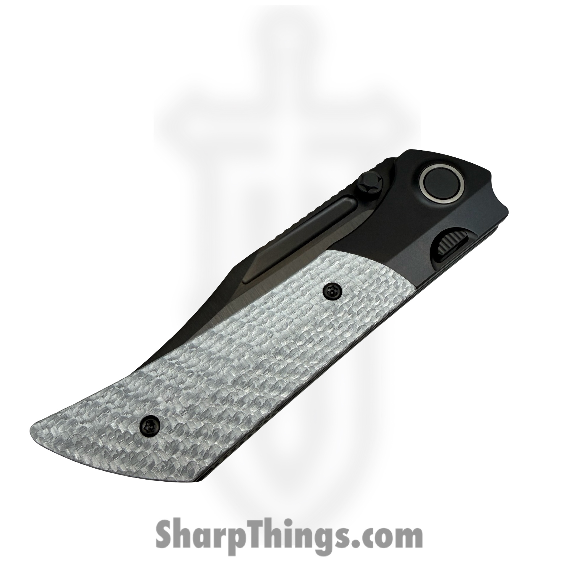 Gecko Customz KW - A7 - Dune - Folding Knife - M390 Coated Bowie - Titanium Twill CF - Silver Black - Image 3