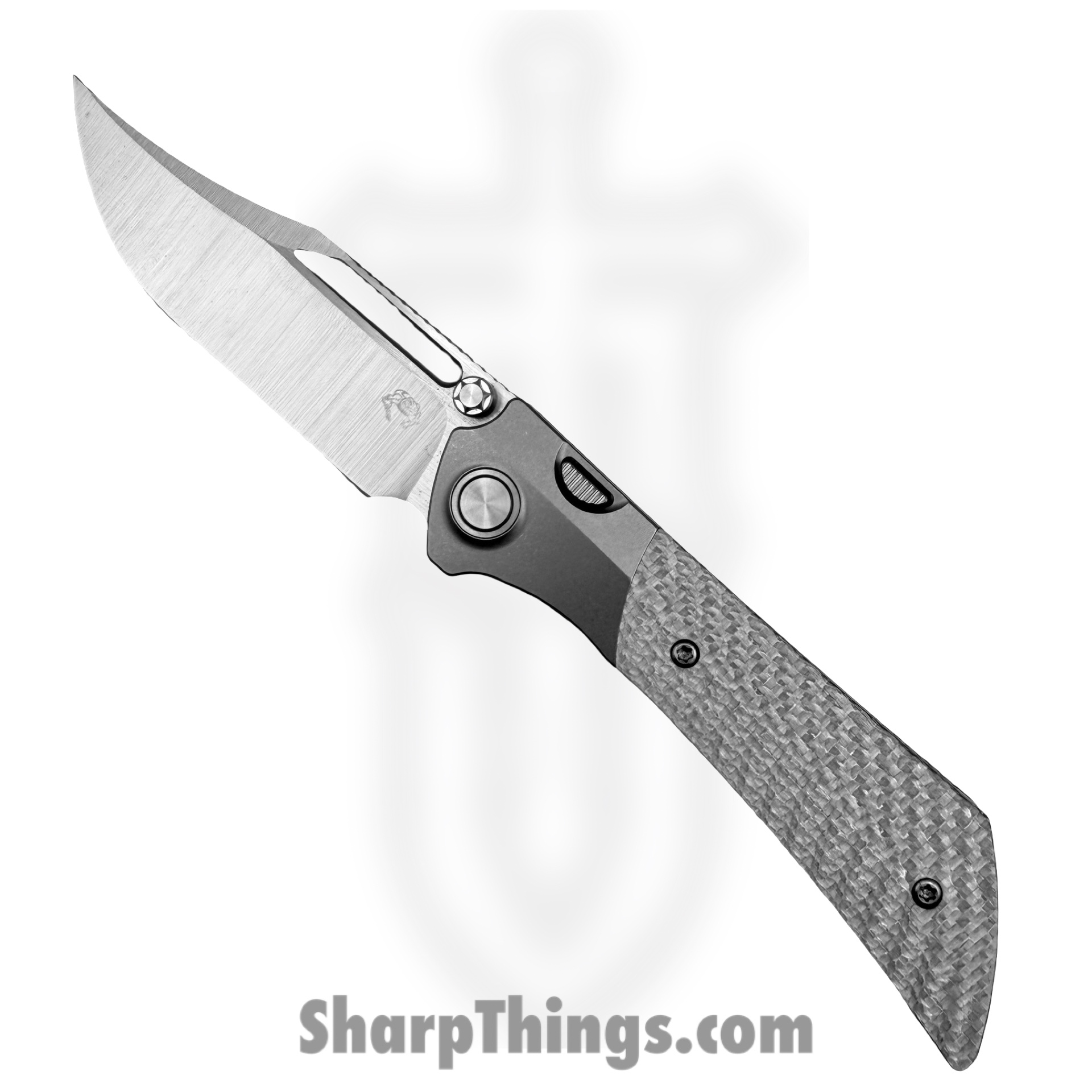 Gecko Customz KW - A8-1 - Dune - Folding Knife - M390 Satin Bowie - Titanium Twill CF - Silver Gray
