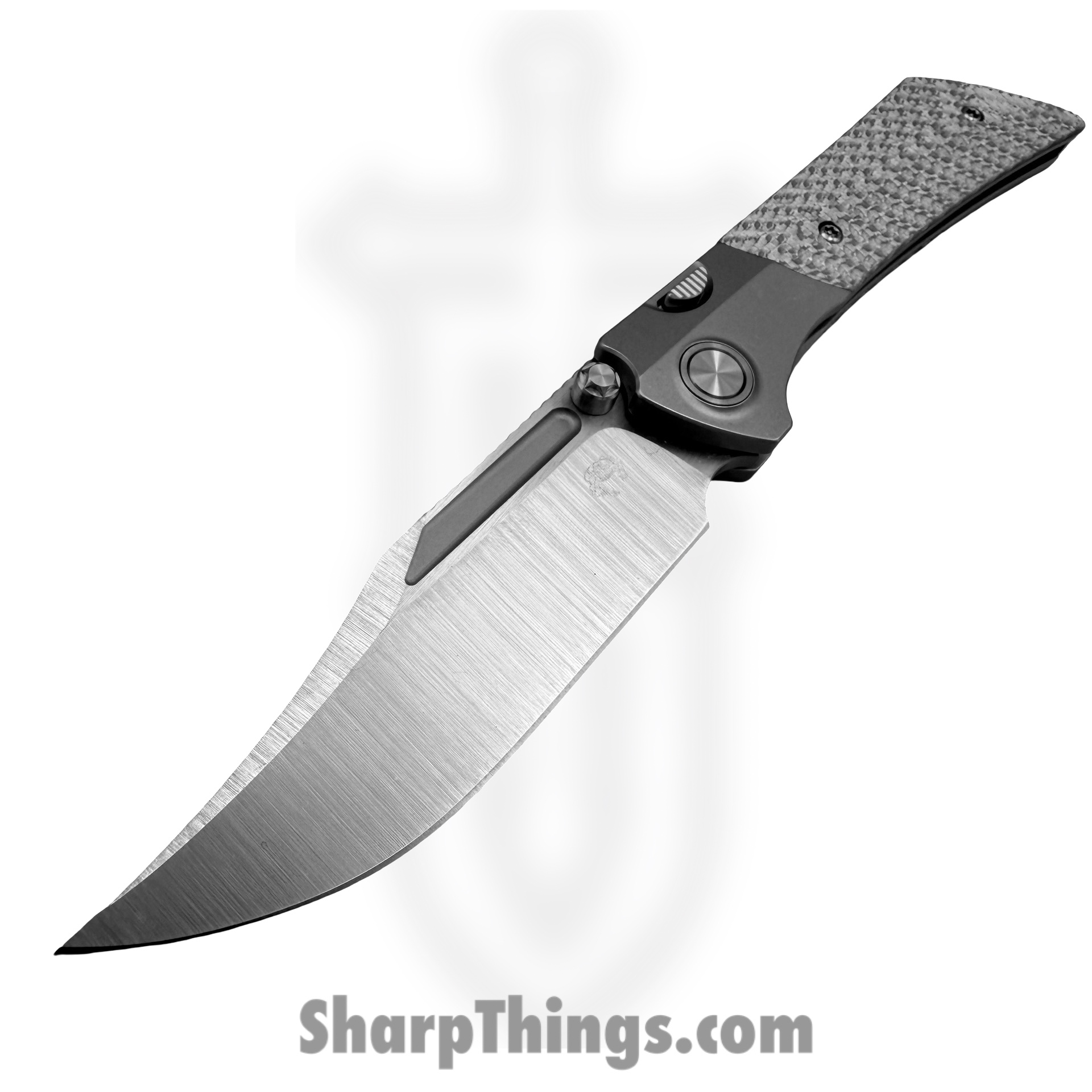 Gecko Customz KW - A8-1 - Dune - Folding Knife - M390 Satin Bowie - Titanium Twill CF - Silver Gray - Image 3