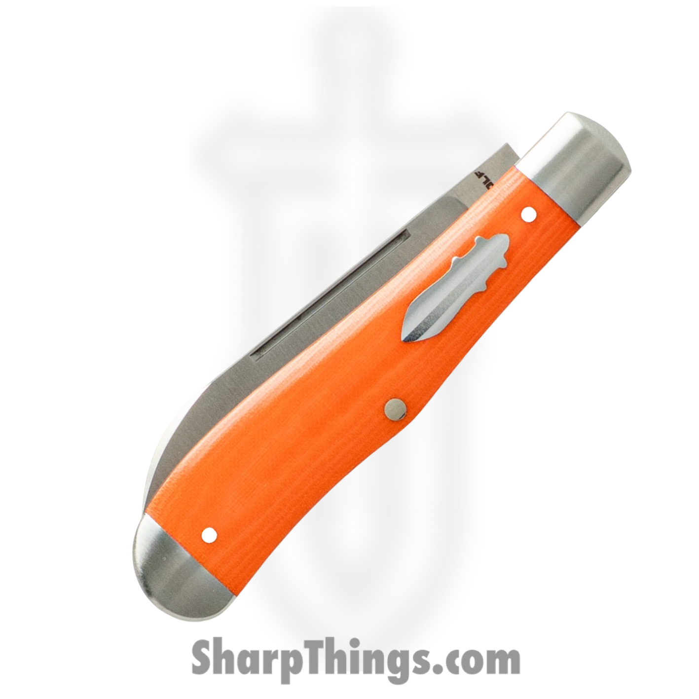 Jack Wolf Knives - EUREK-01-VIB-LIN-BEN - Eureka - Folding Knife - 14C28N Satin Spey - Linen Micarta - Vibe Bengal Orange - Image 2